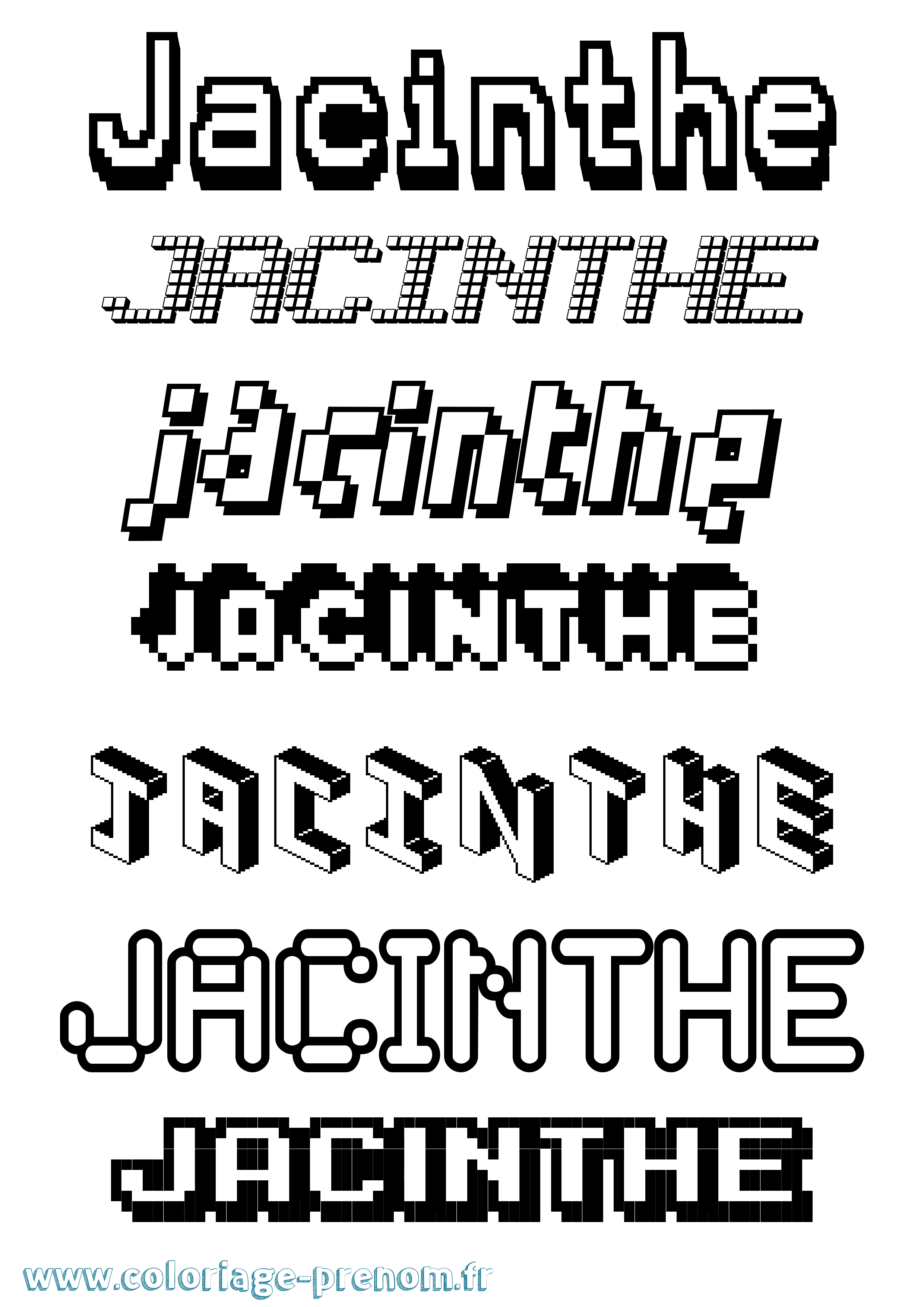 Coloriage prénom Jacinthe Pixel