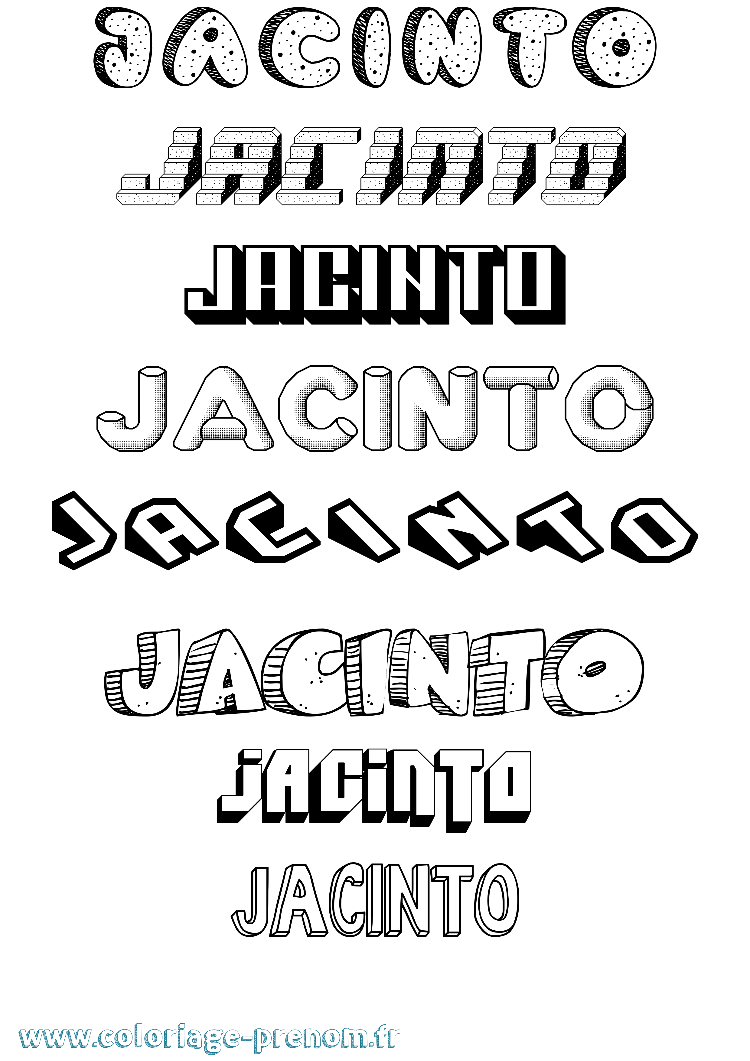Coloriage Jacinto Effet 3D Coloriage prénom Jacinto Effet 3D