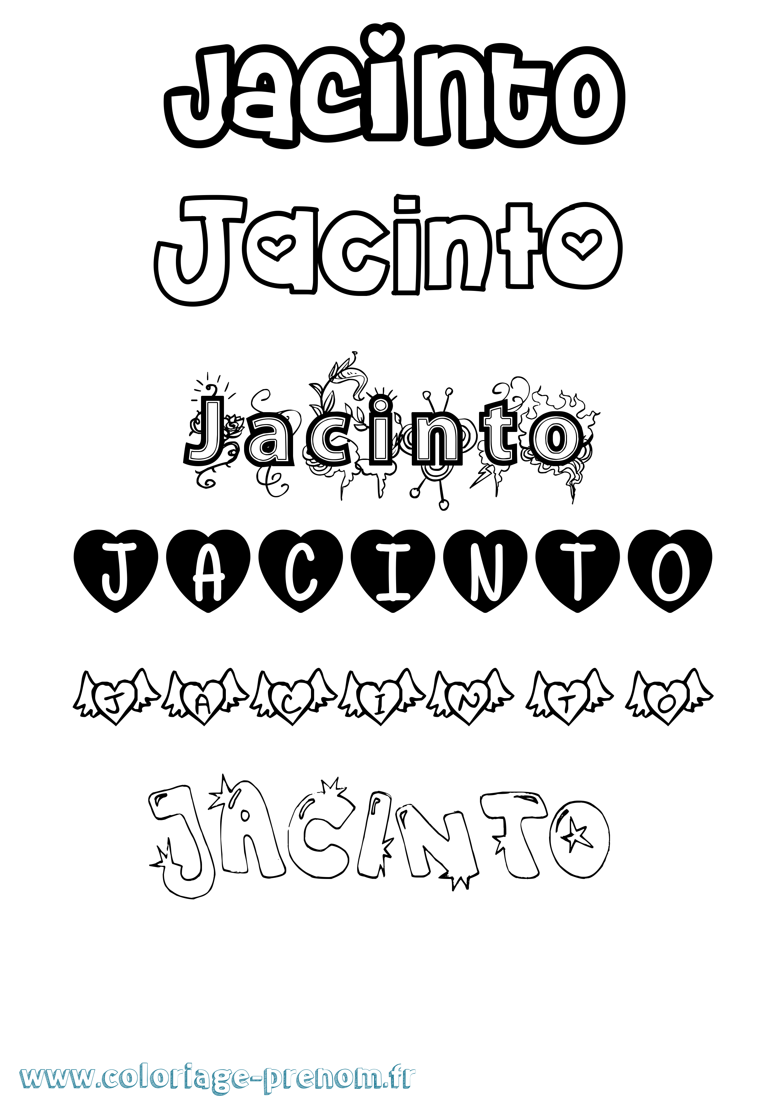 Coloriage Jacinto Girly Coloriage prénom Jacinto Girly