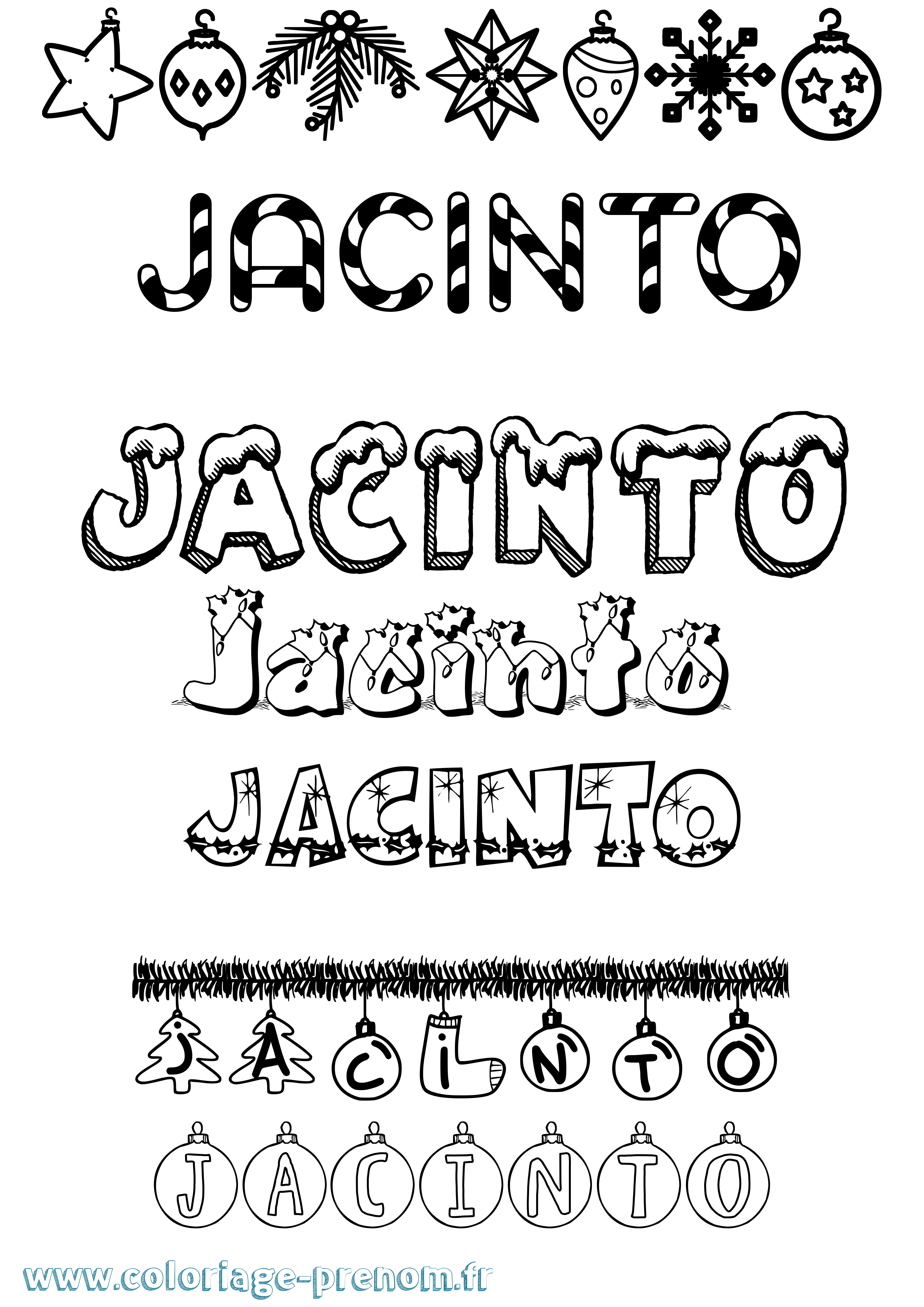 Coloriage Jacinto Noël Coloriage prénom Jacinto Noël