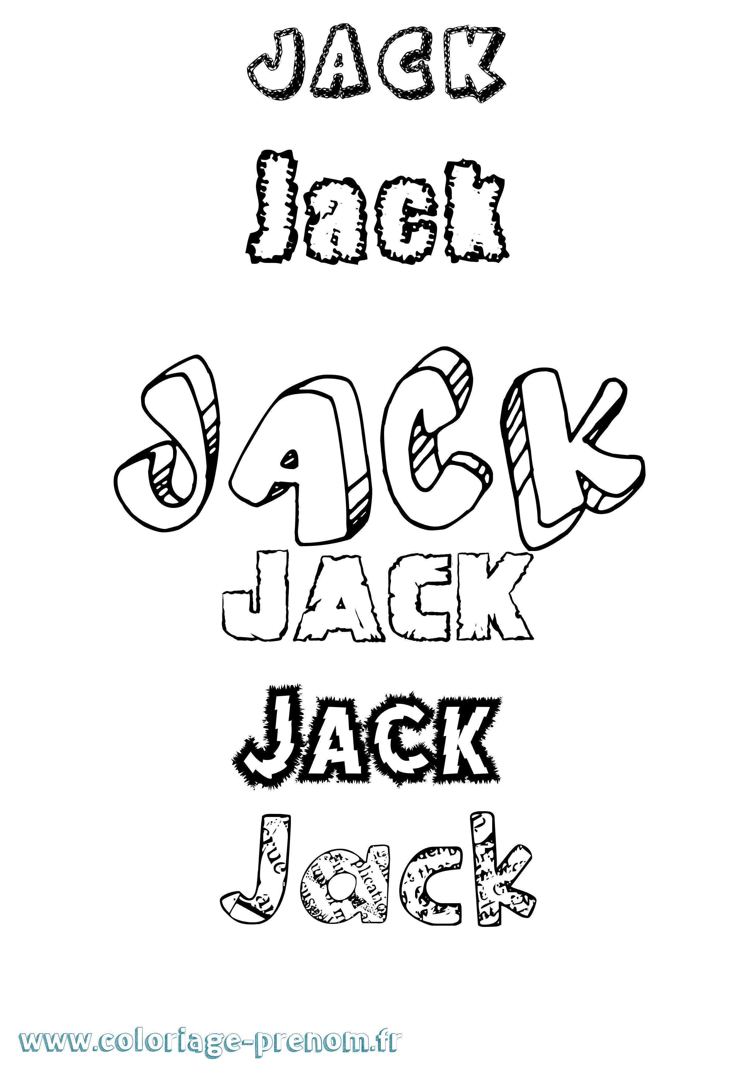 Coloriage prénom Jack Destructuré