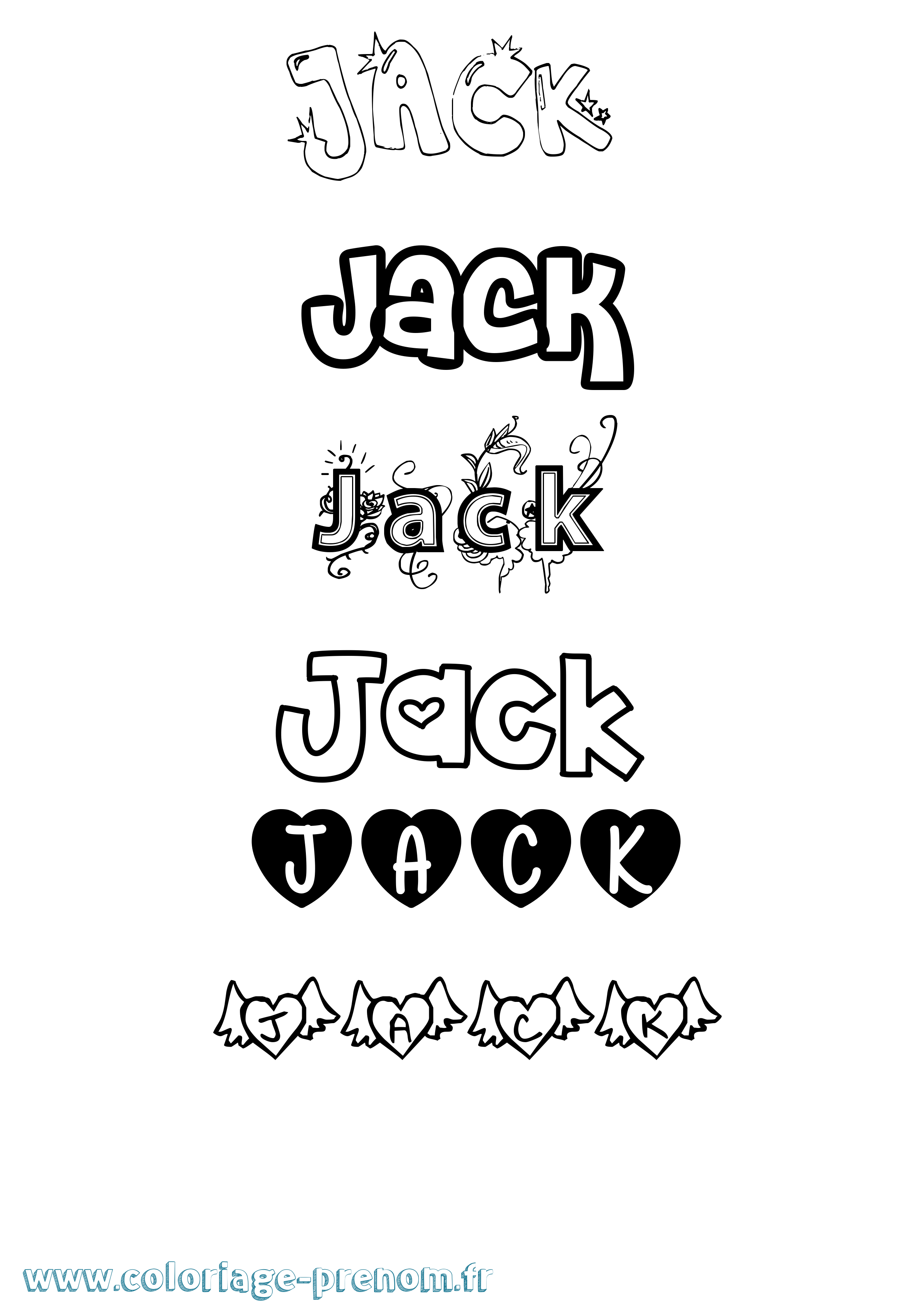 Coloriage prénom Jack Girly