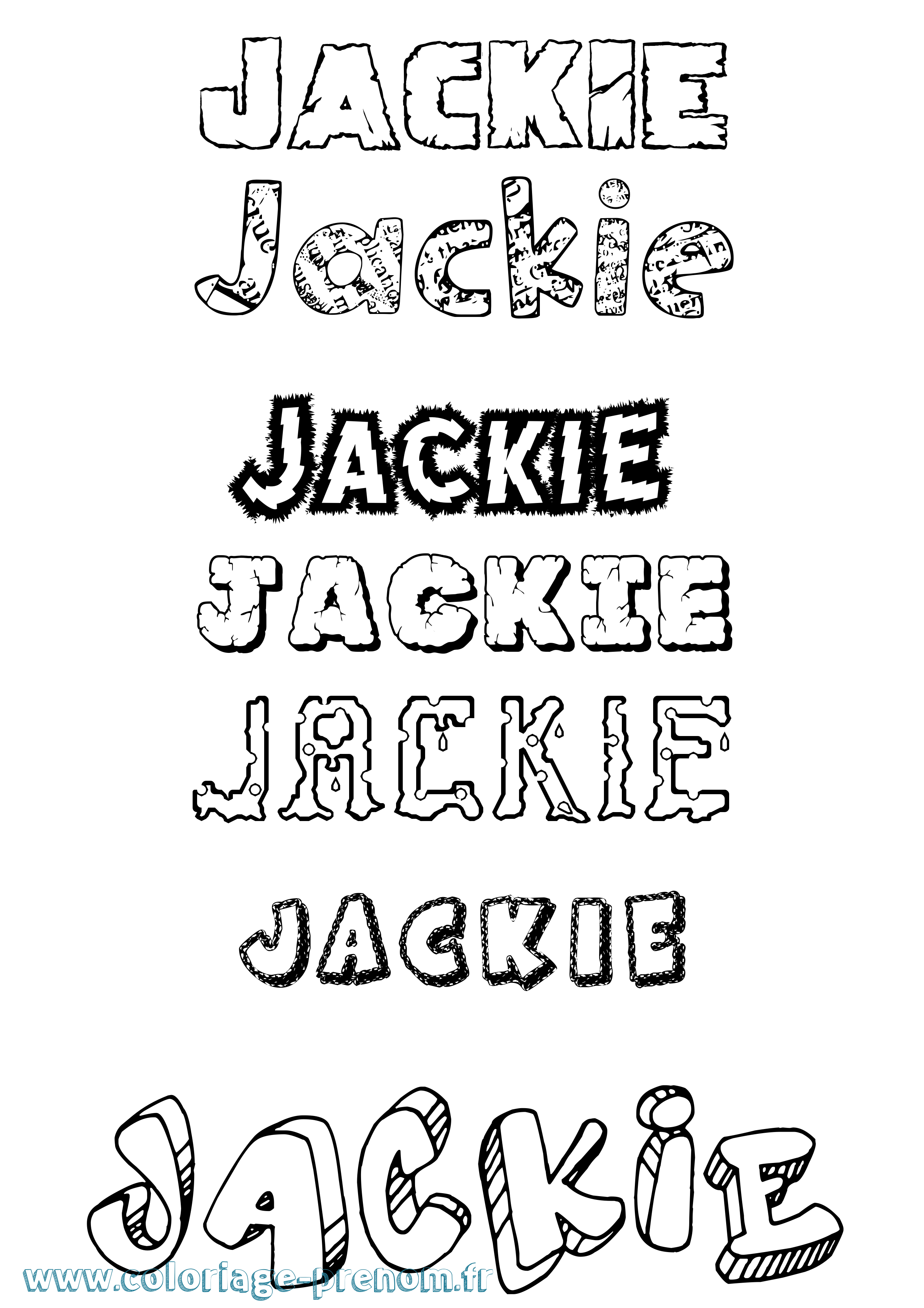 Coloriage prénom Jackie Destructuré