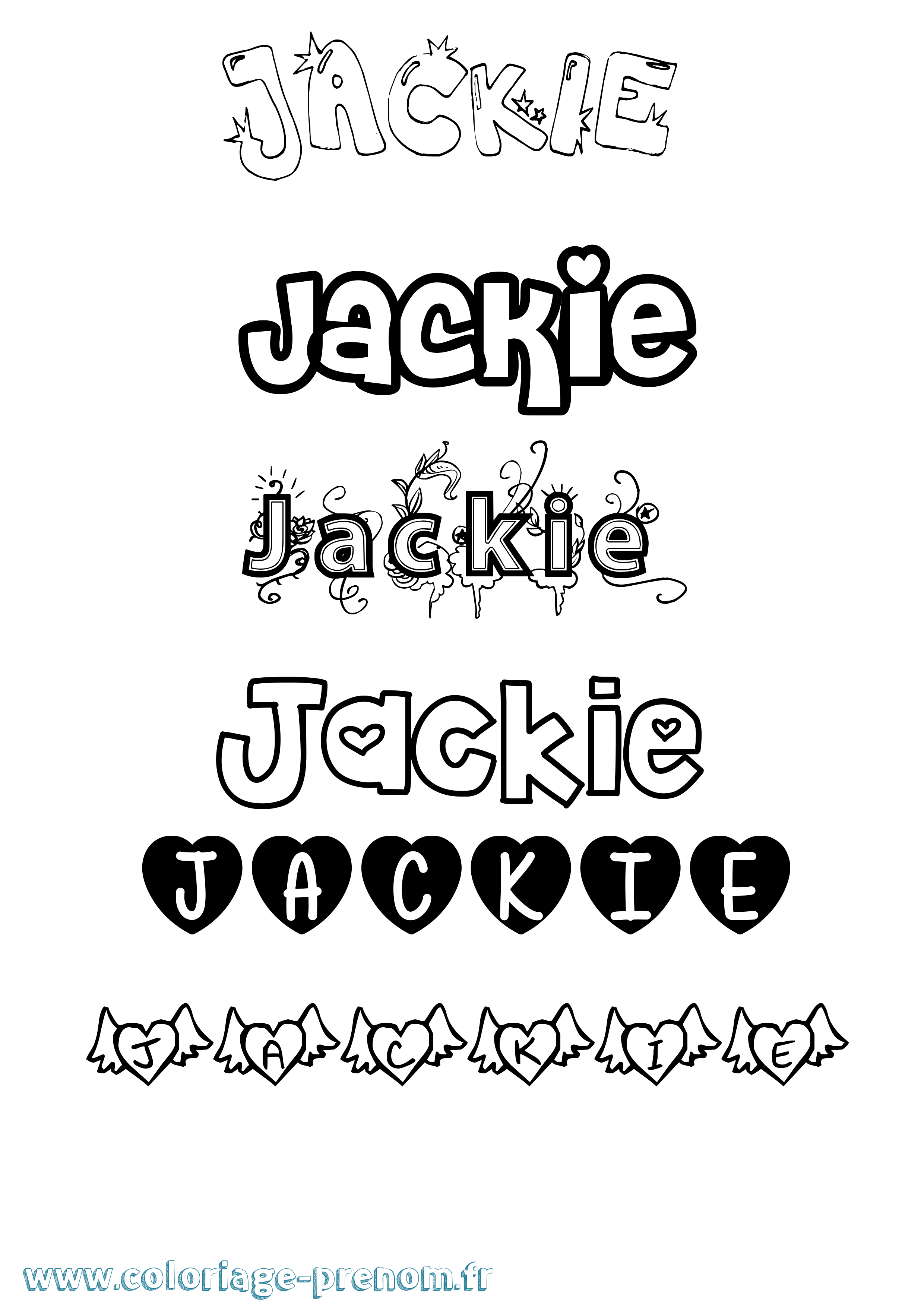 Coloriage prénom Jackie Girly