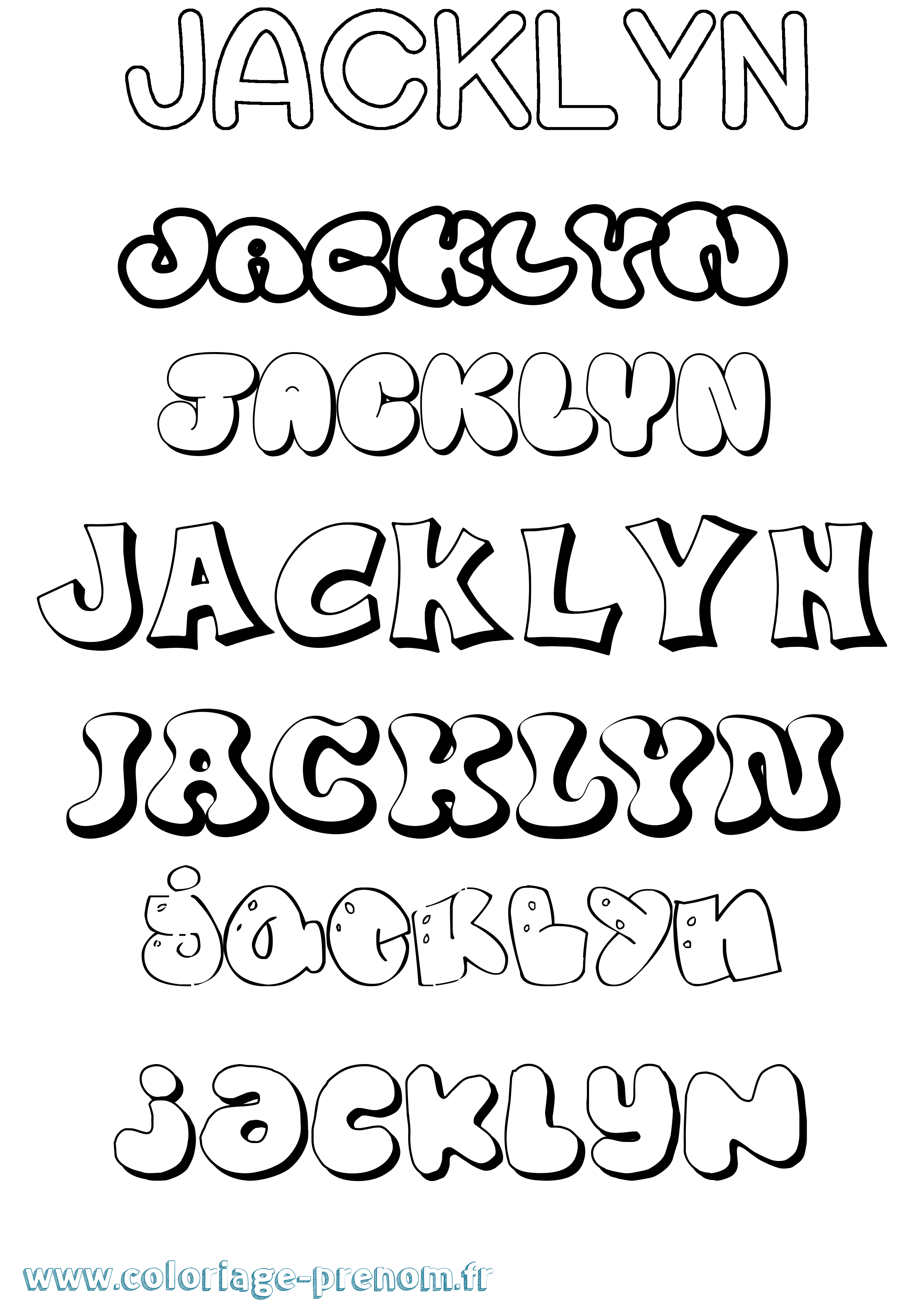 Coloriage prénom Jacklyn Bubble