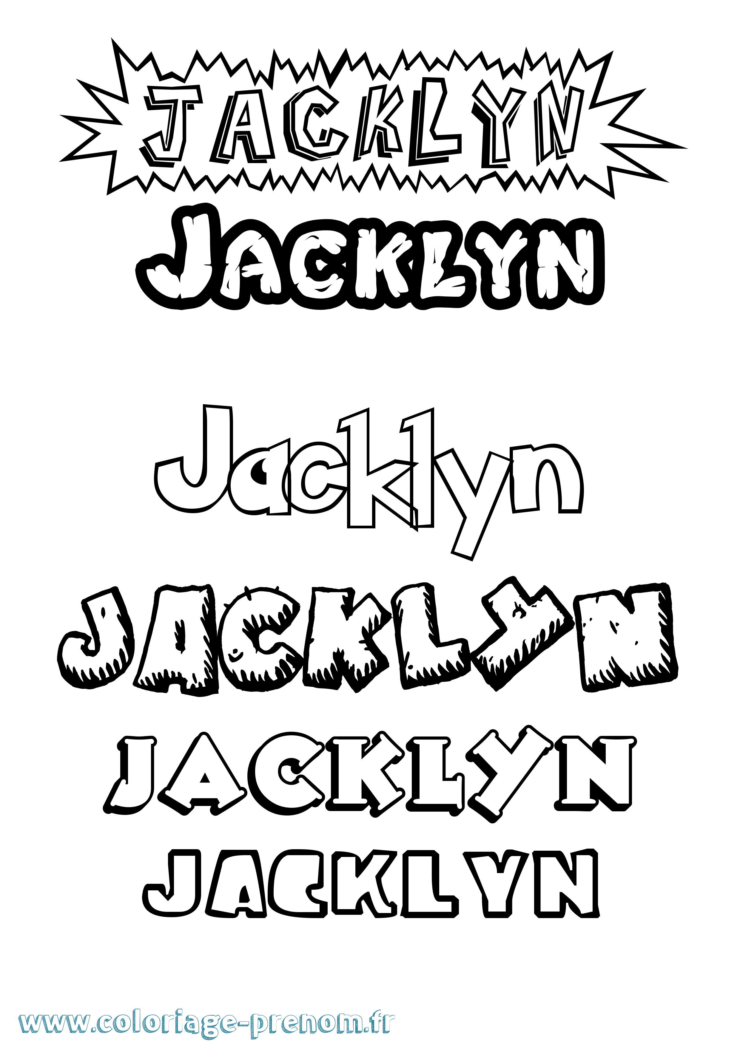 Coloriage prénom Jacklyn Dessin Animé