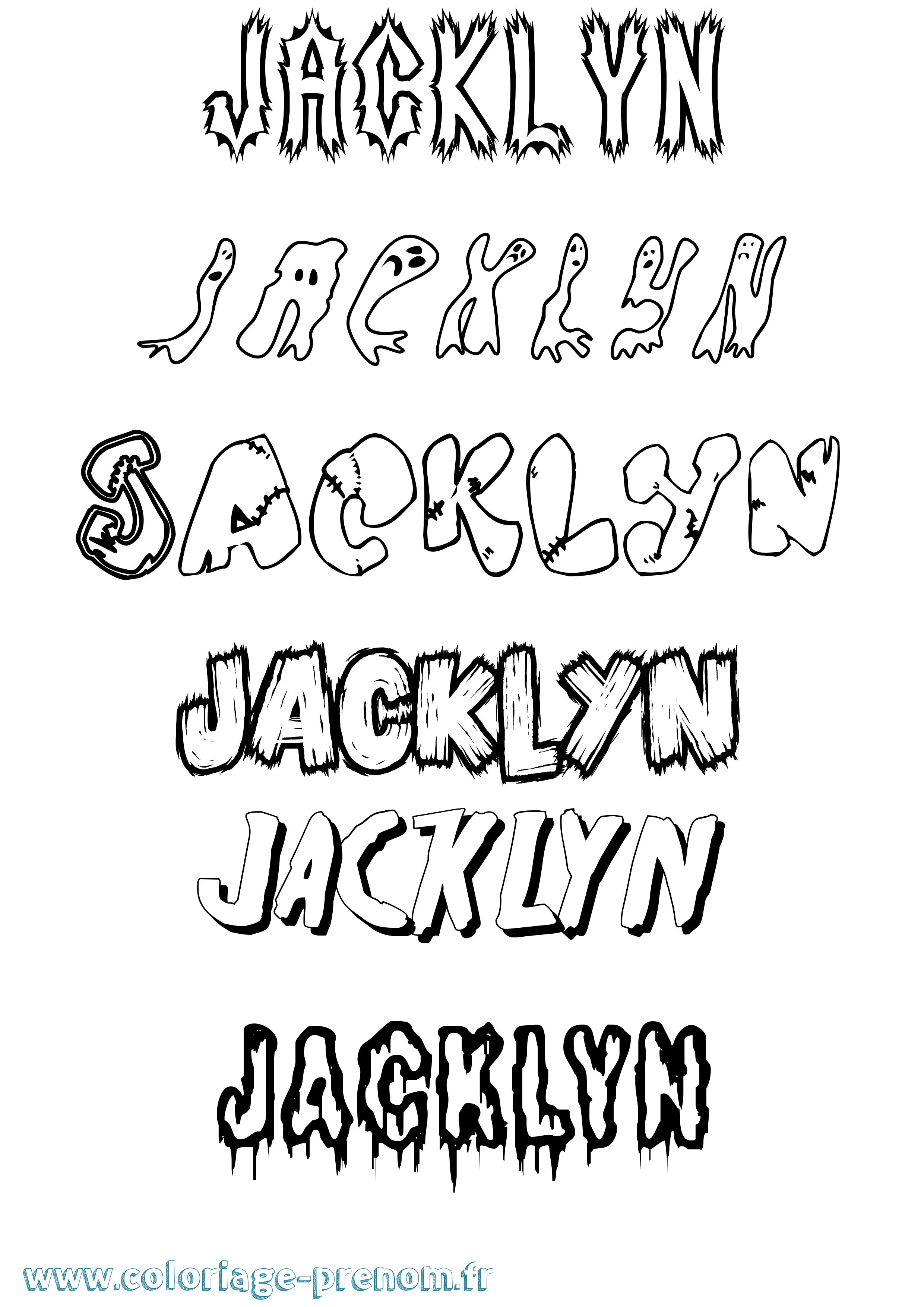 Coloriage prénom Jacklyn Frisson