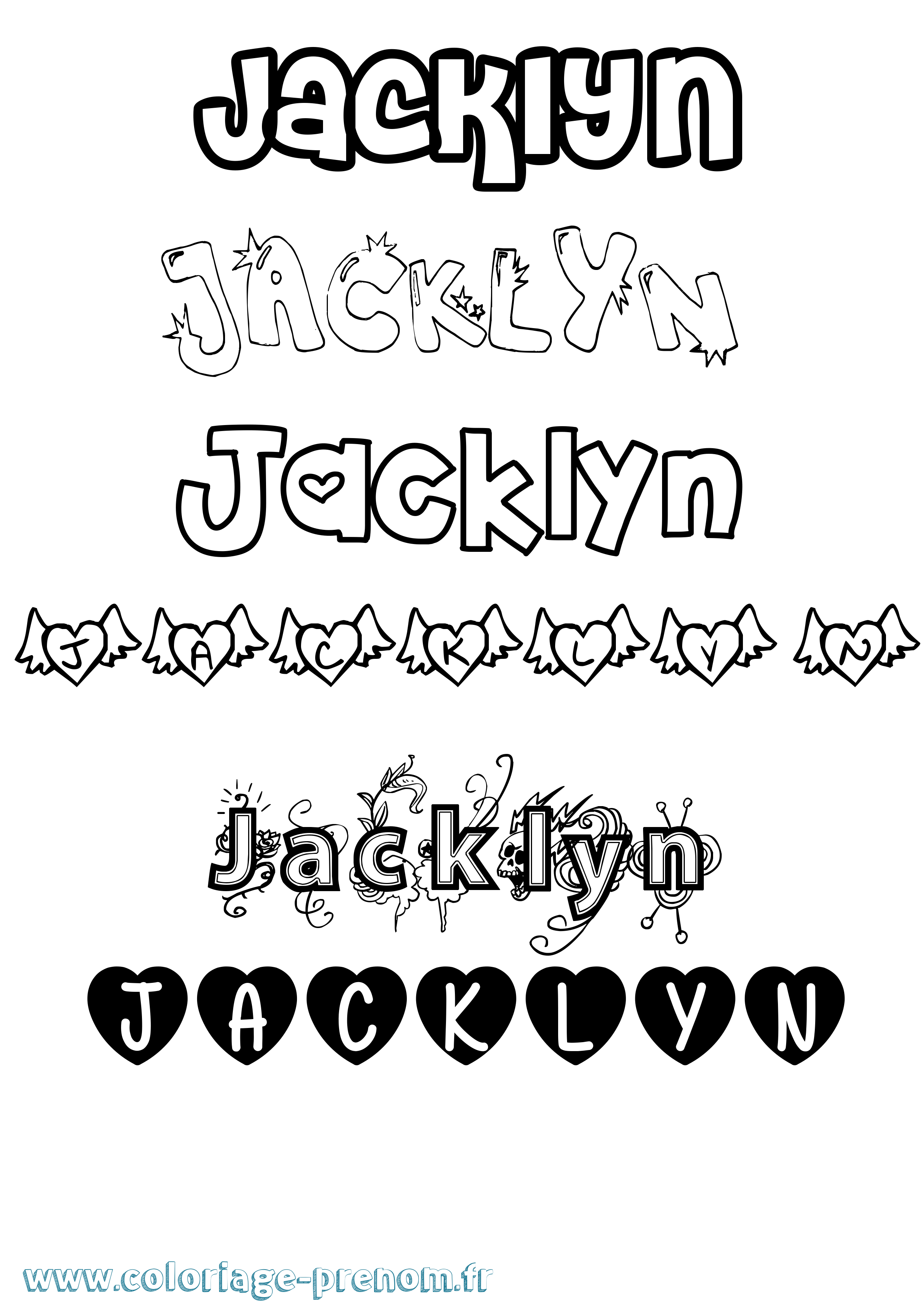 Coloriage prénom Jacklyn Girly
