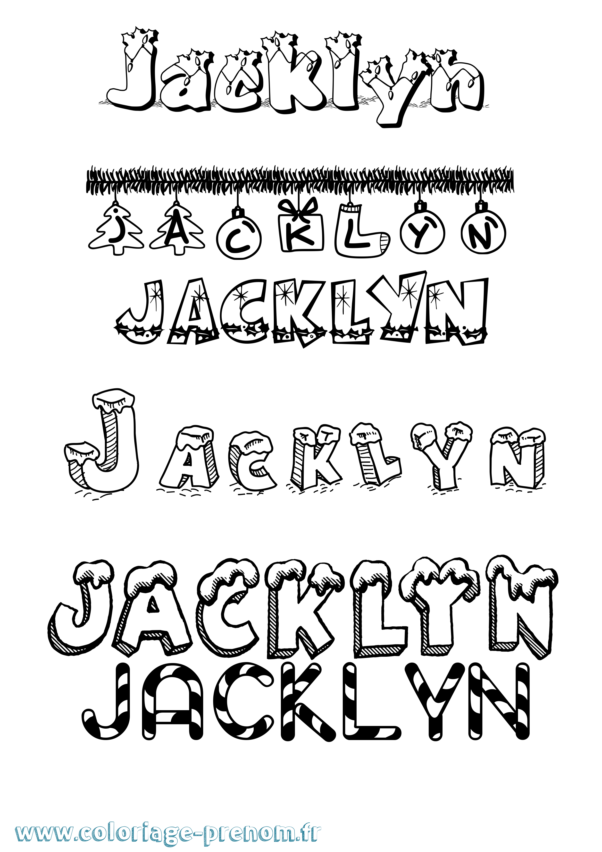 Coloriage prénom Jacklyn Noël