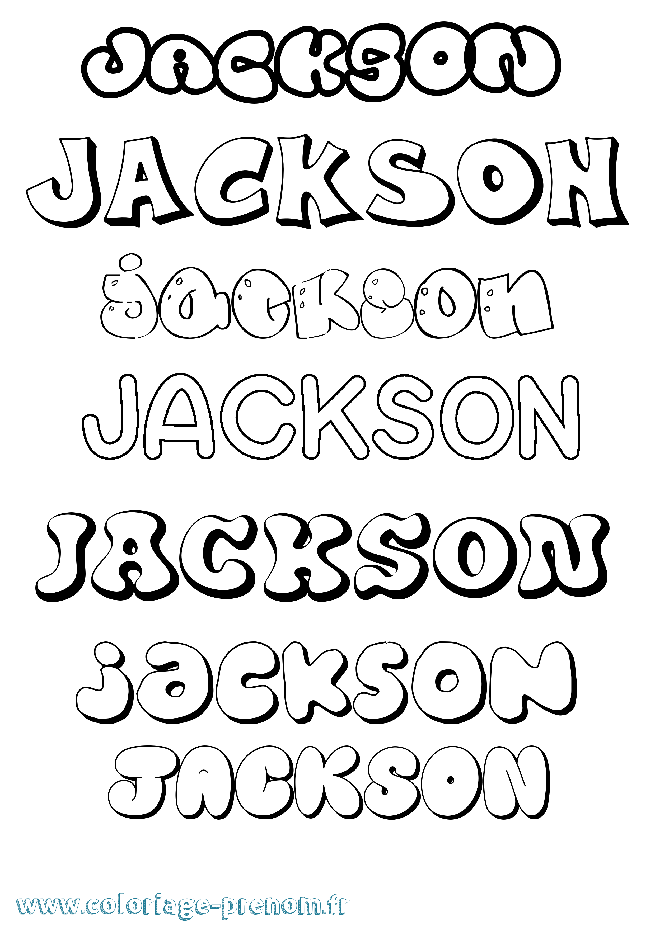 Coloriage prénom Jackson Bubble