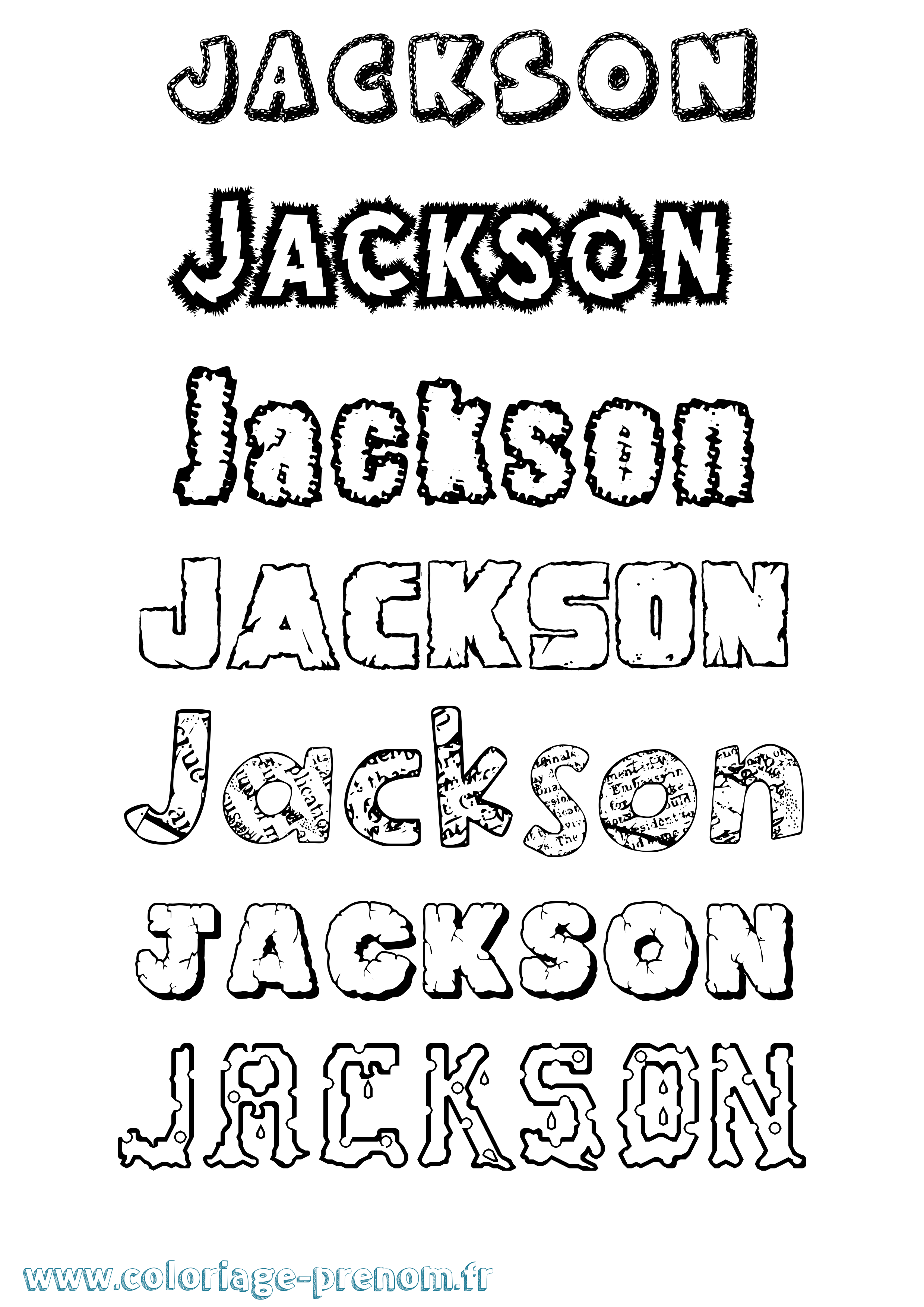 Coloriage prénom Jackson Destructuré