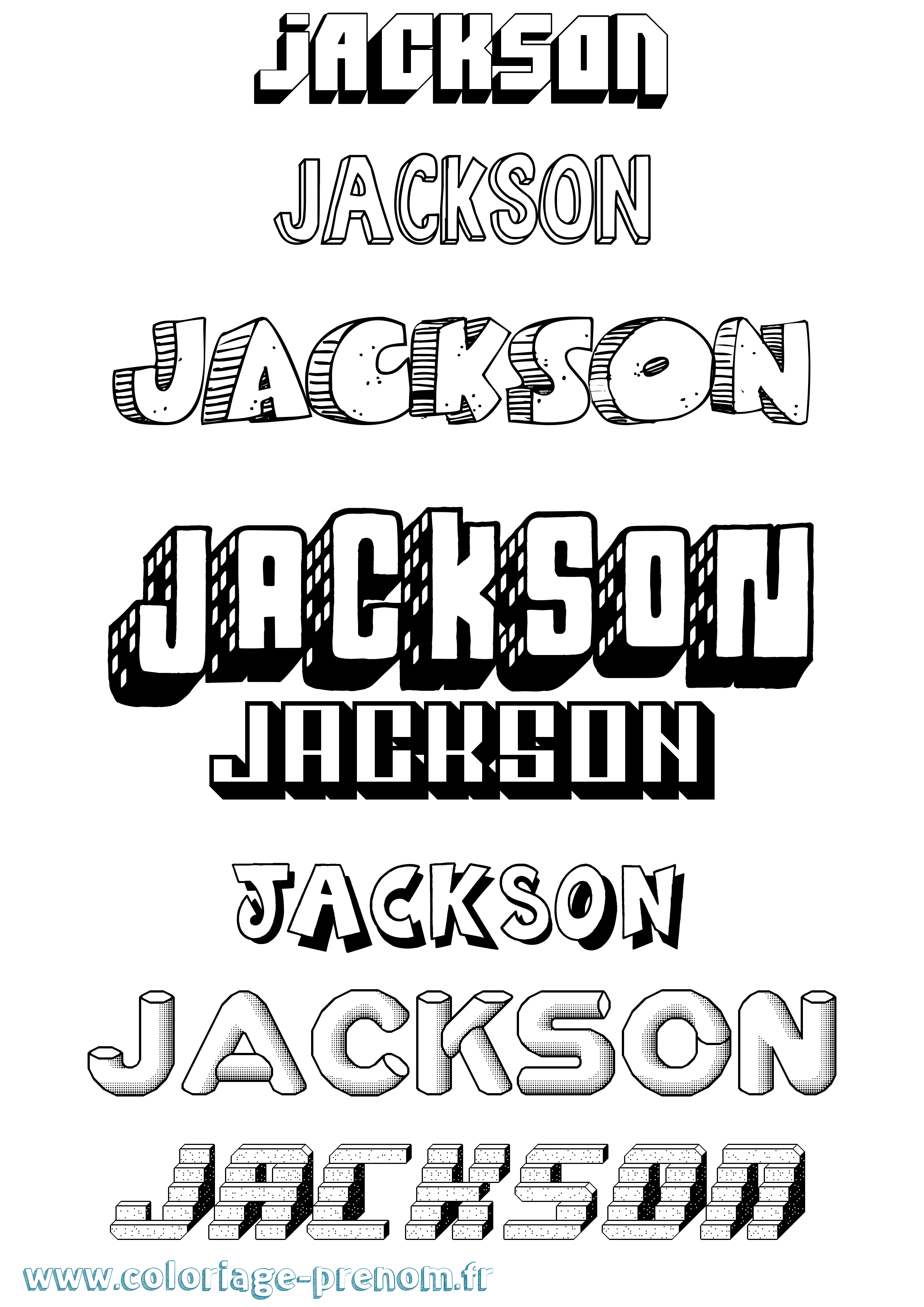 Coloriage Jackson Effet 3D Coloriage prénom Jackson Effet 3D
