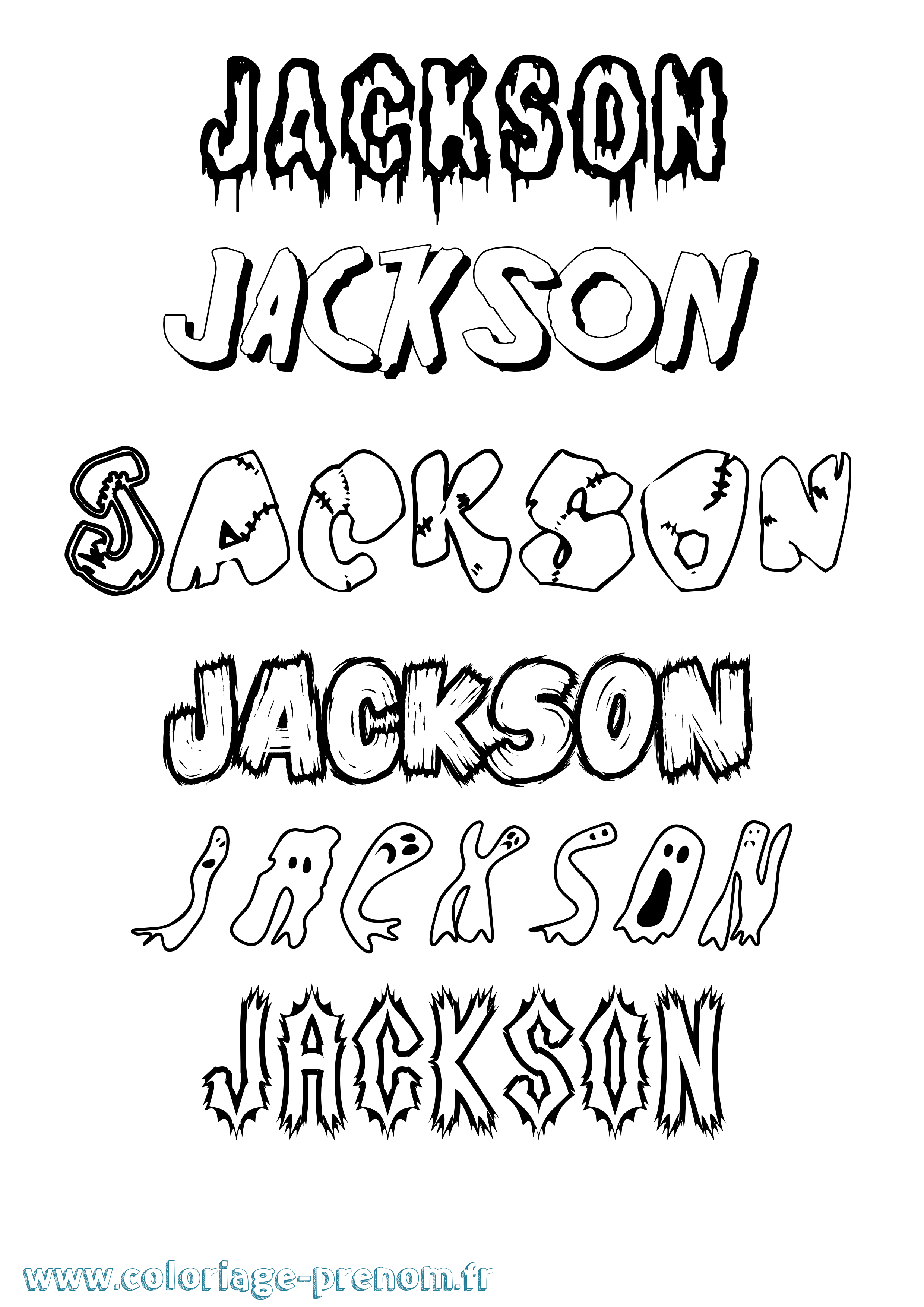 Coloriage prénom Jackson Frisson
