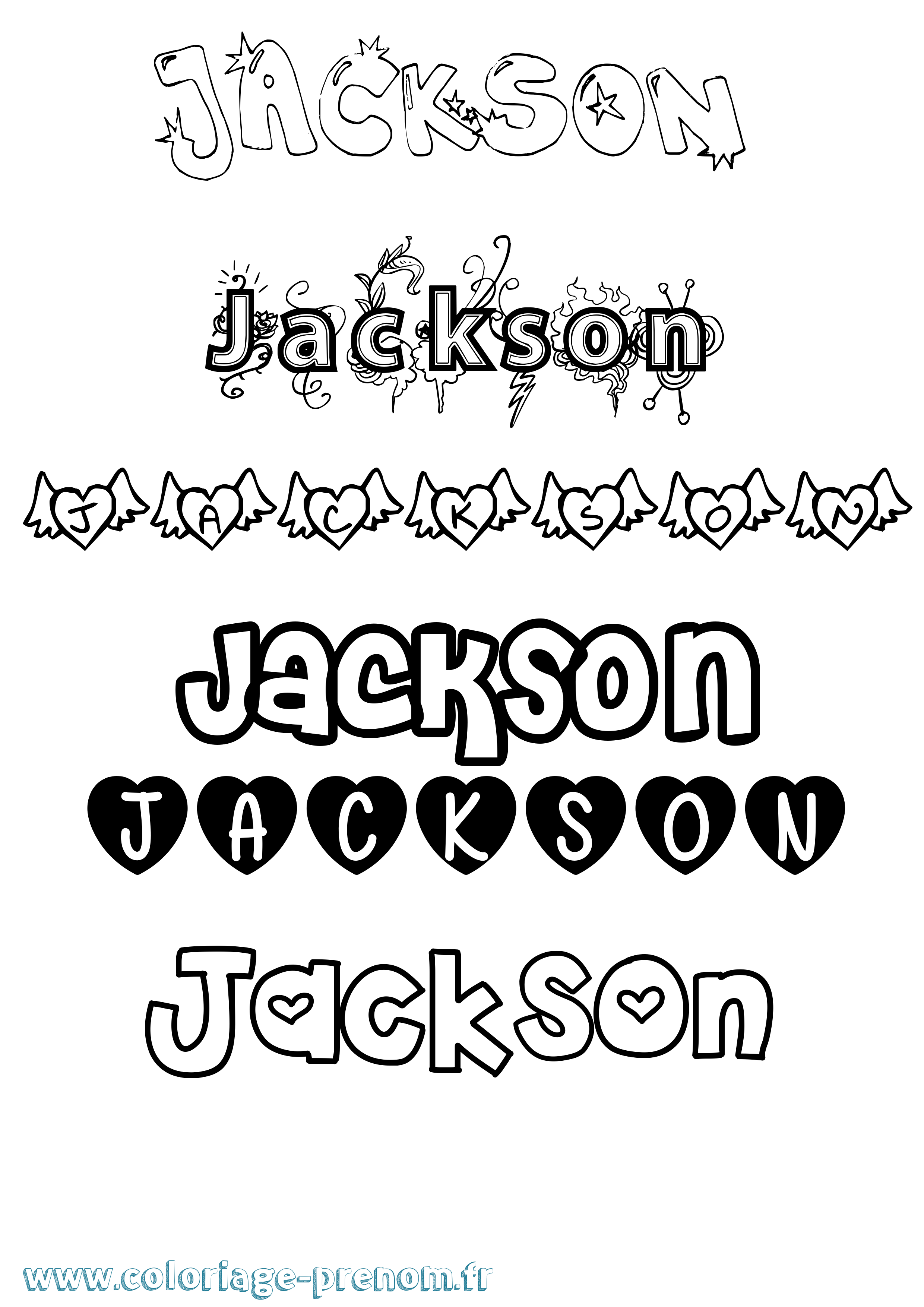 Coloriage Jackson Girly Coloriage prénom Jackson Girly