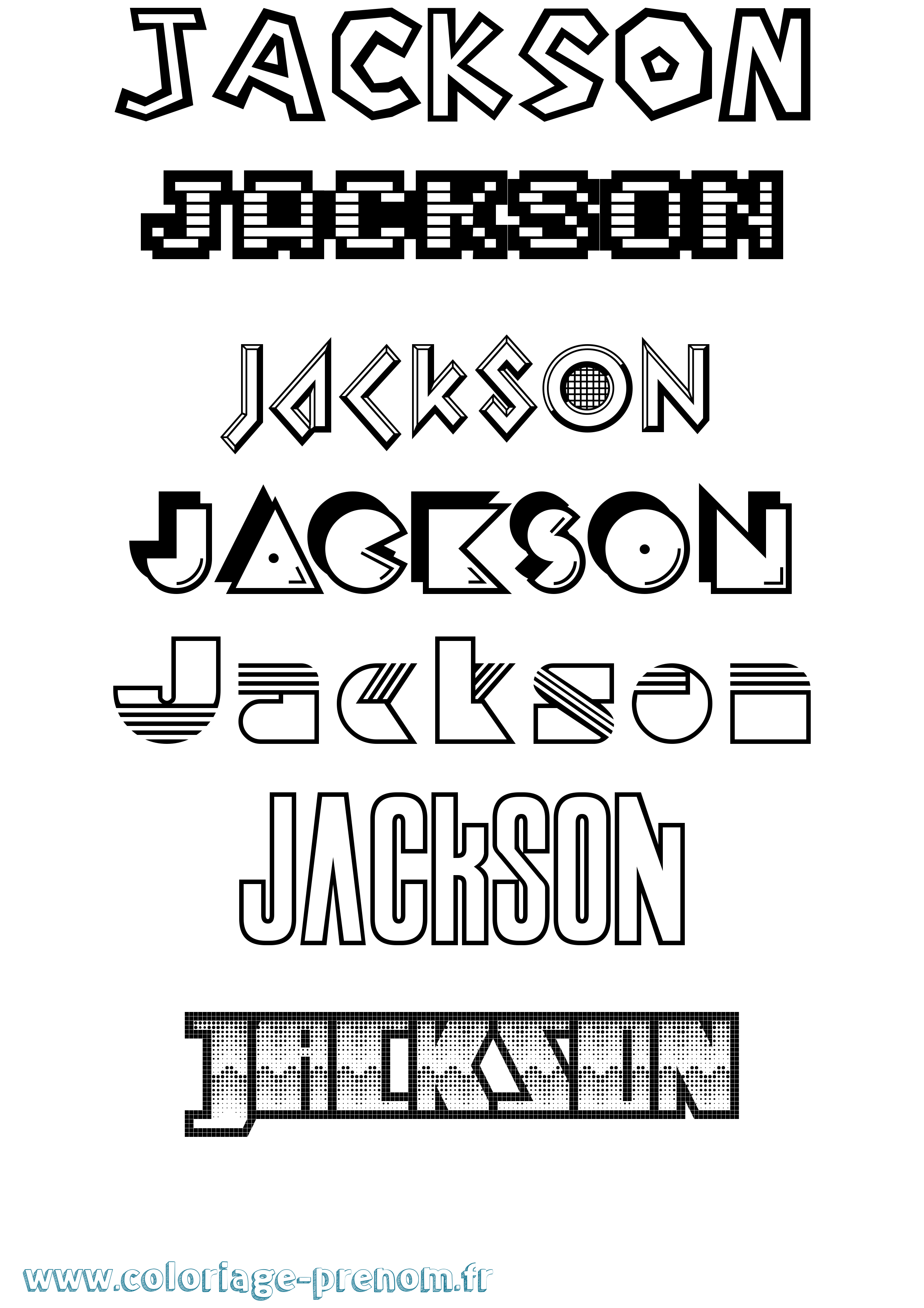 Coloriage prénom Jackson Jeux Vidéos
