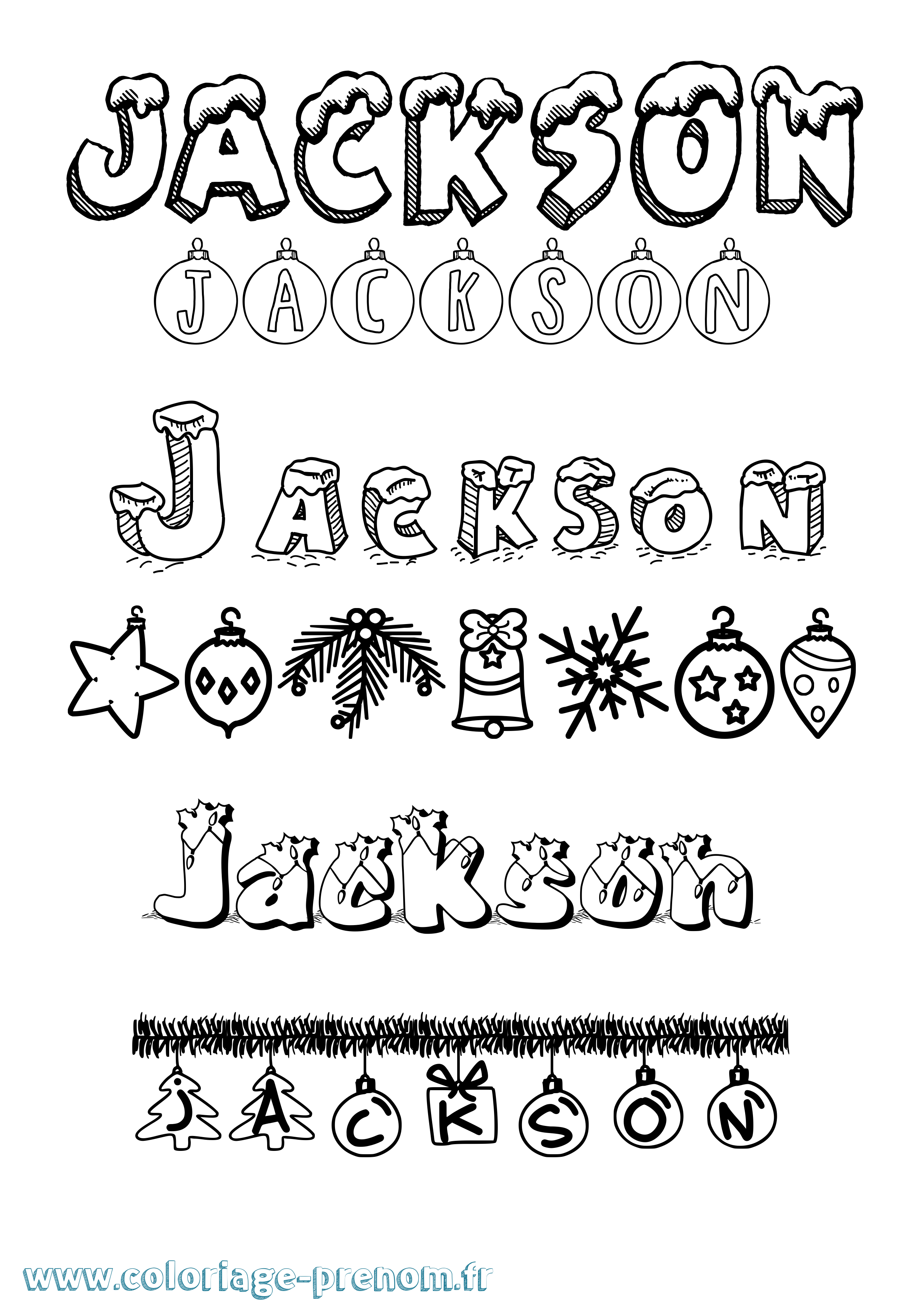 Coloriage Jackson Noël Coloriage prénom Jackson Noël