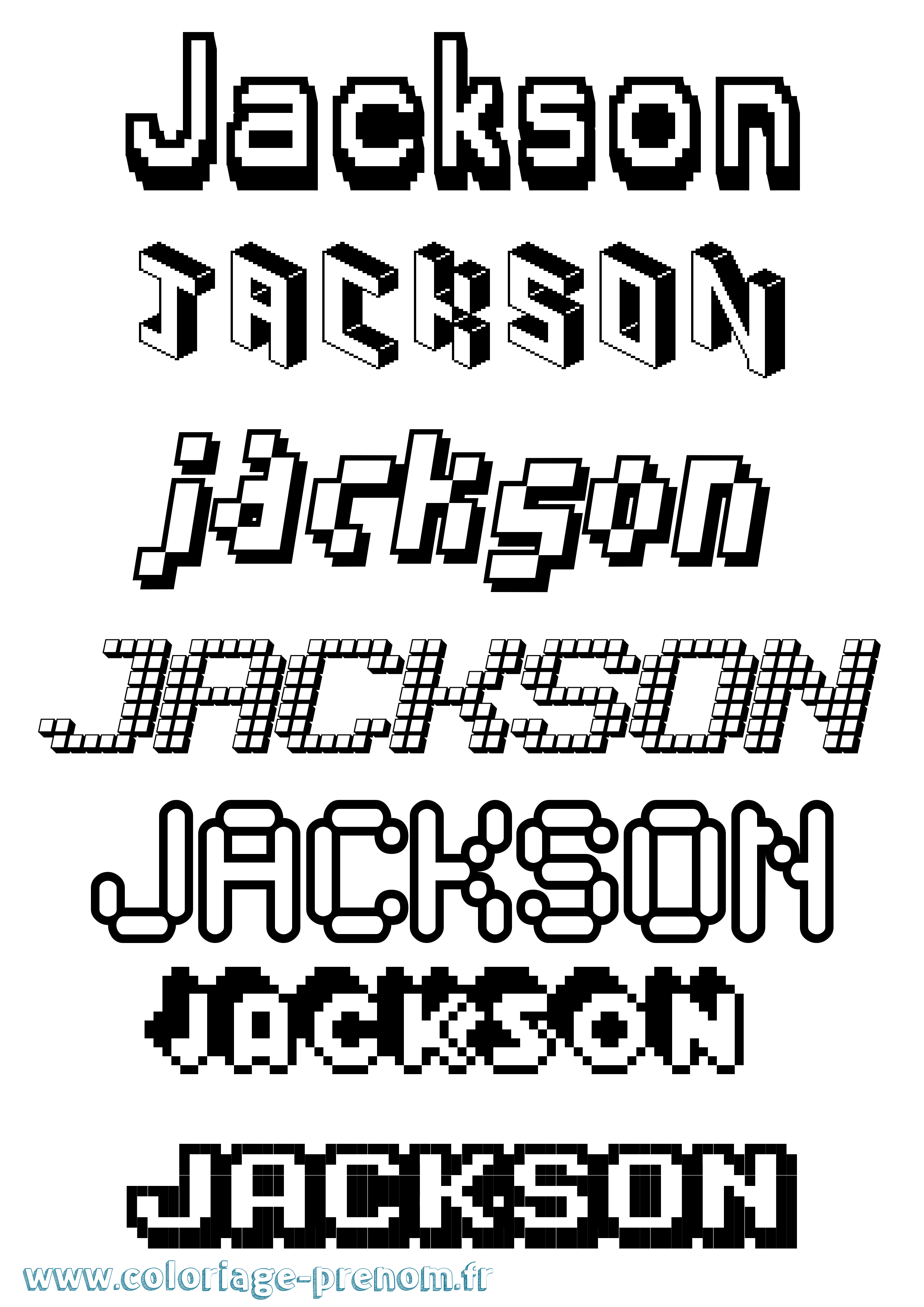 Coloriage Jackson Pixel Coloriage prénom Jackson Pixel