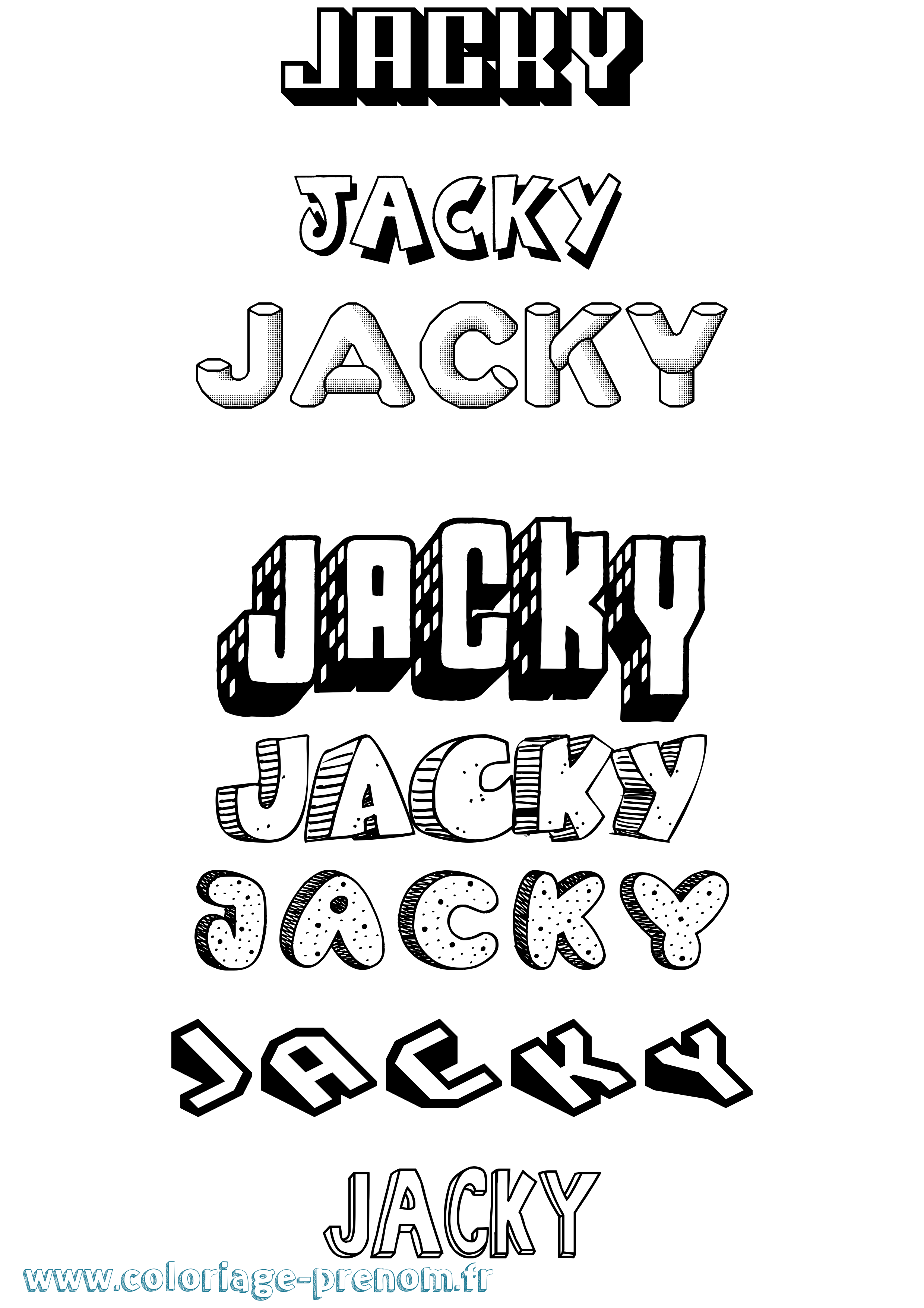 Coloriage prénom Jacky Effet 3D
