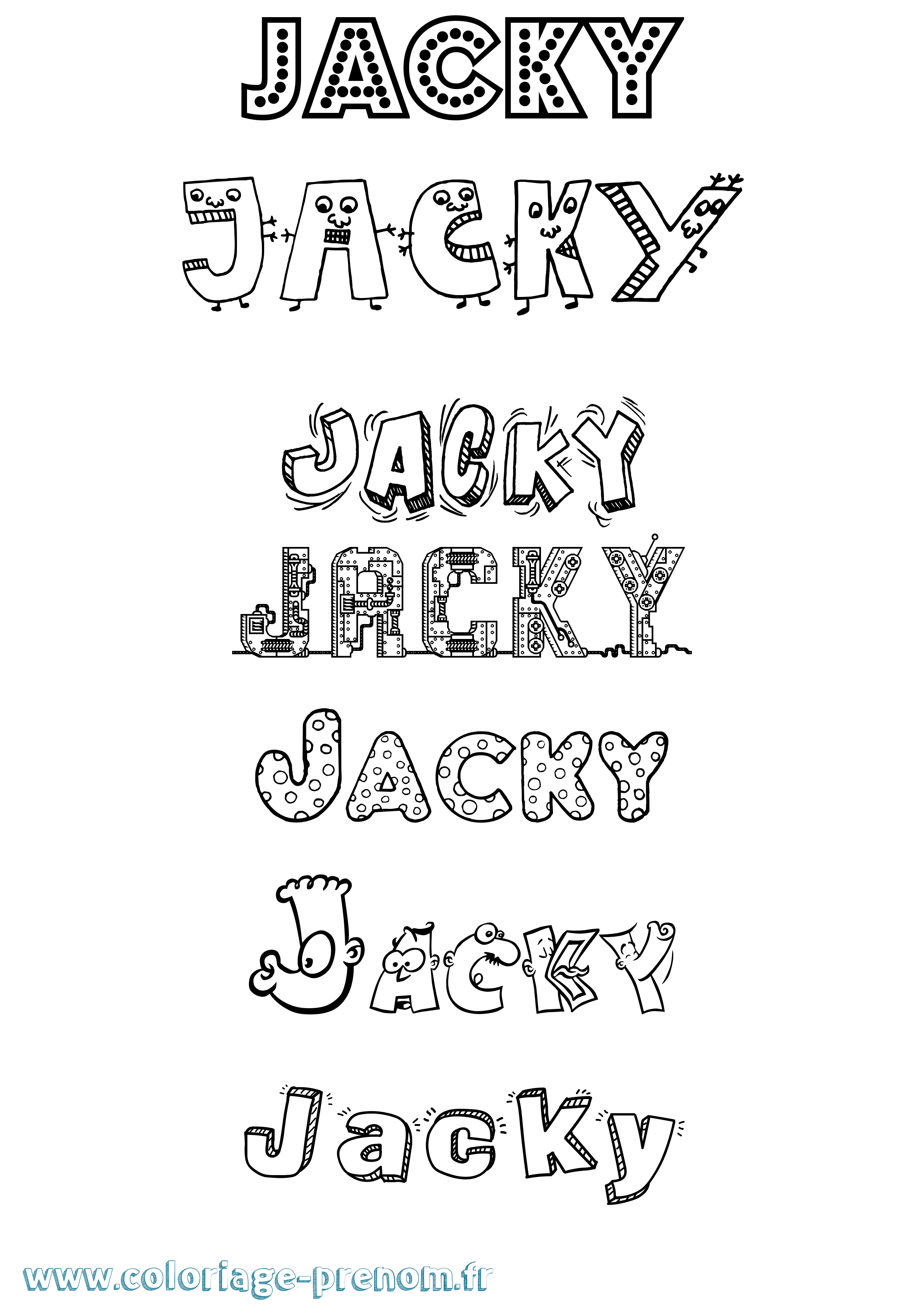 Coloriage Jacky Fun Coloriage prénom Jacky Fun