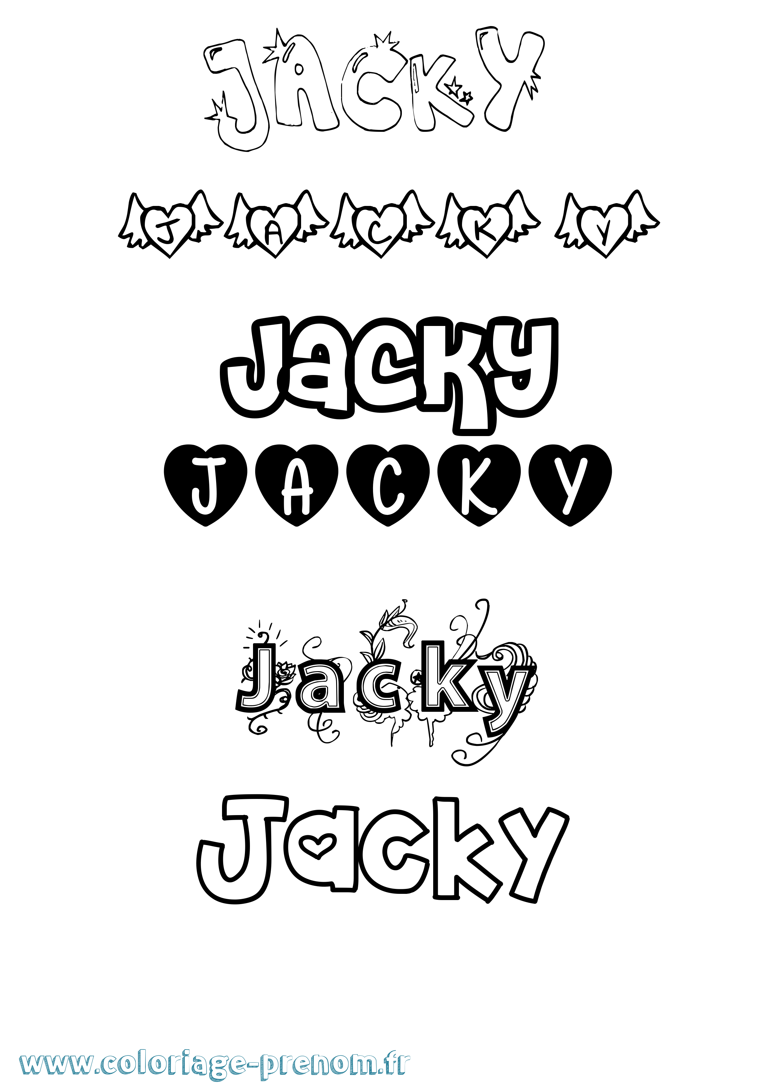 Coloriage prénom Jacky Girly