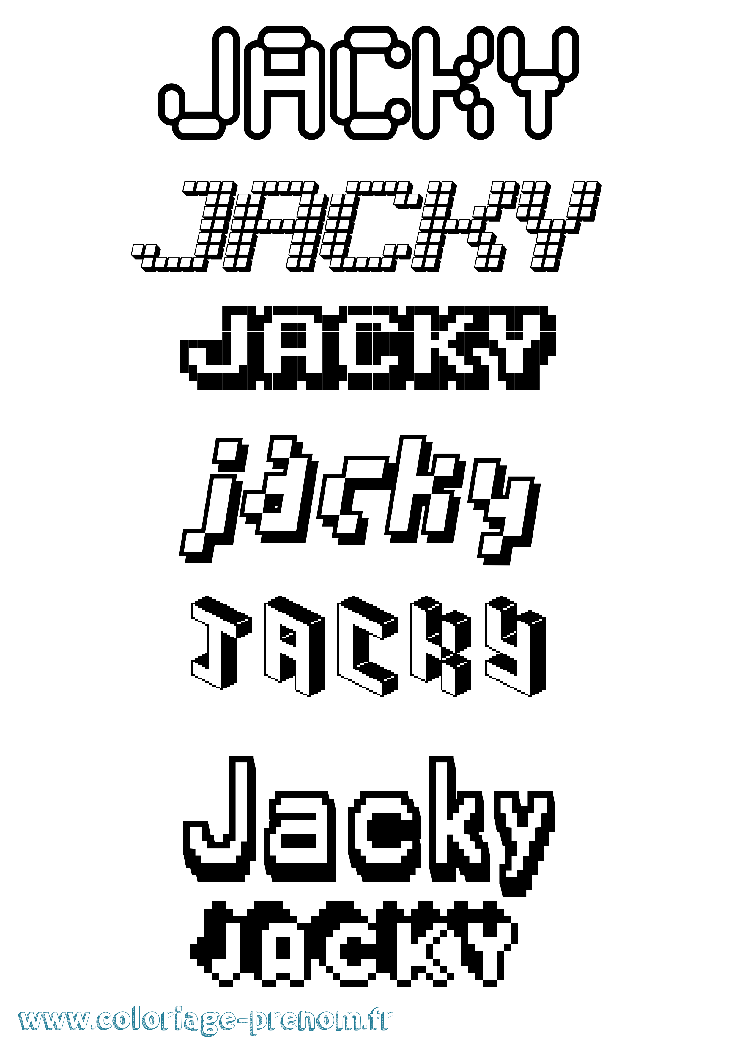 Coloriage Jacky Pixel Coloriage prénom Jacky Pixel