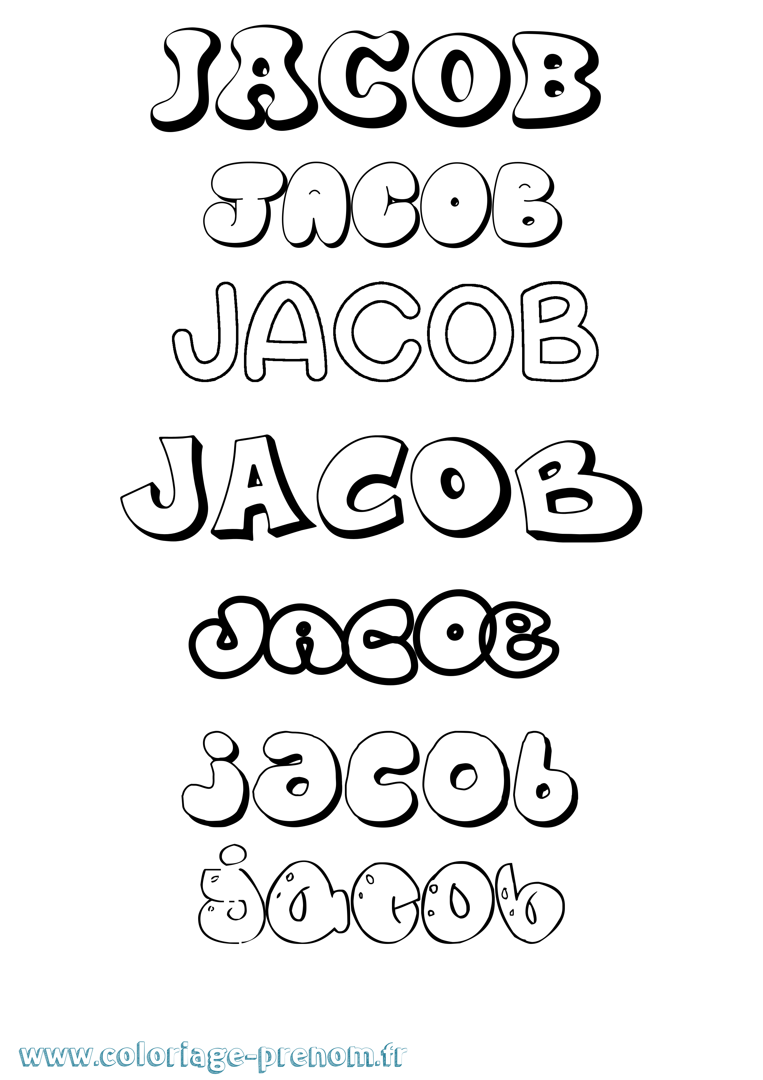 Coloriage prénom Jacob Bubble
