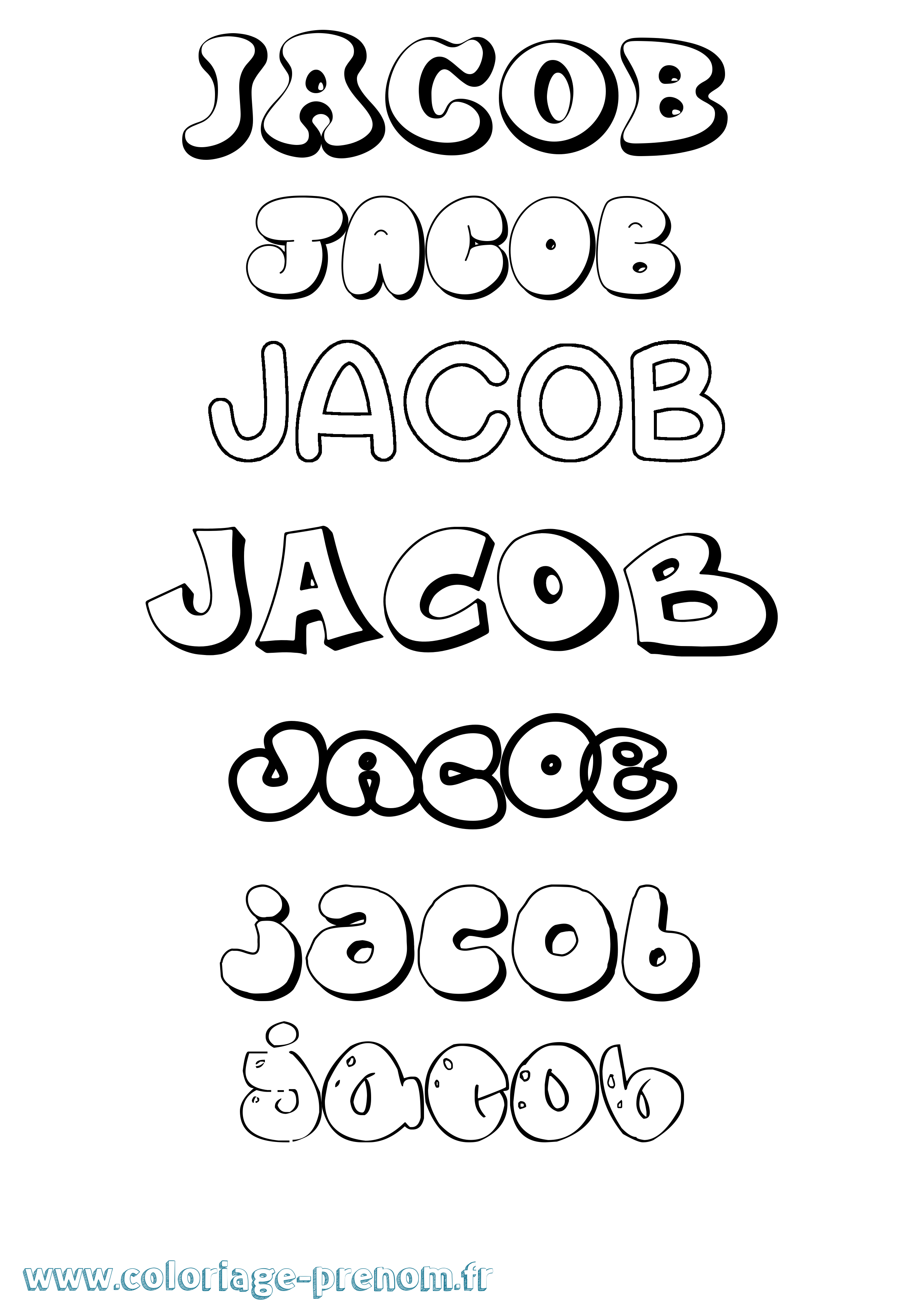 Coloriage Jacob Bubble Coloriage prénom Jacob Bubble