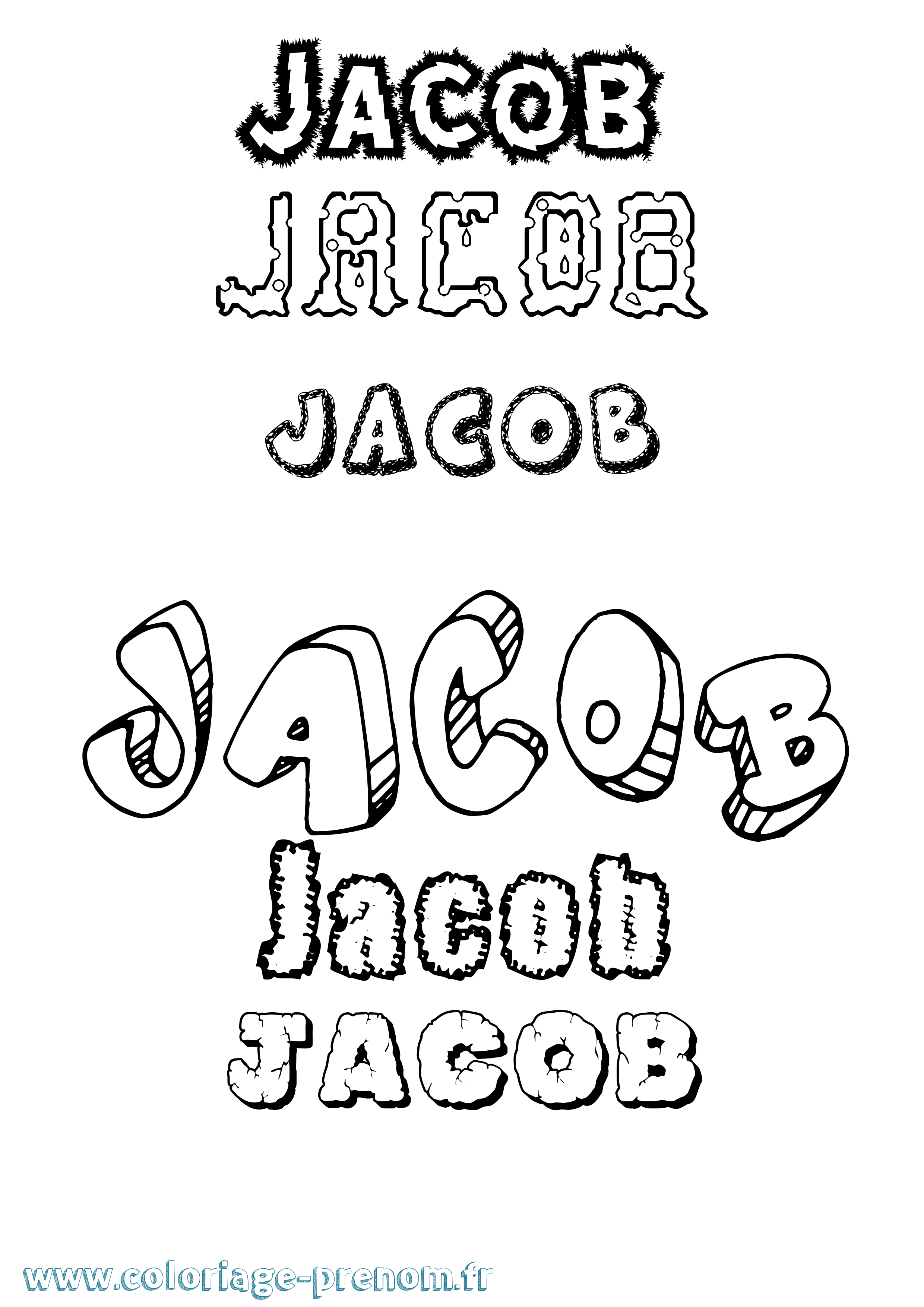 Coloriage prénom Jacob Destructuré