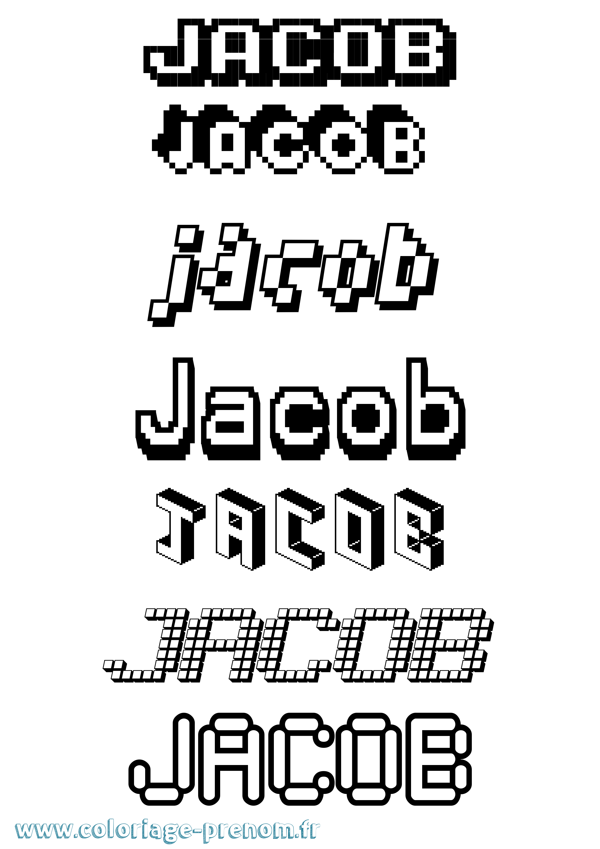 Coloriage prénom Jacob Pixel