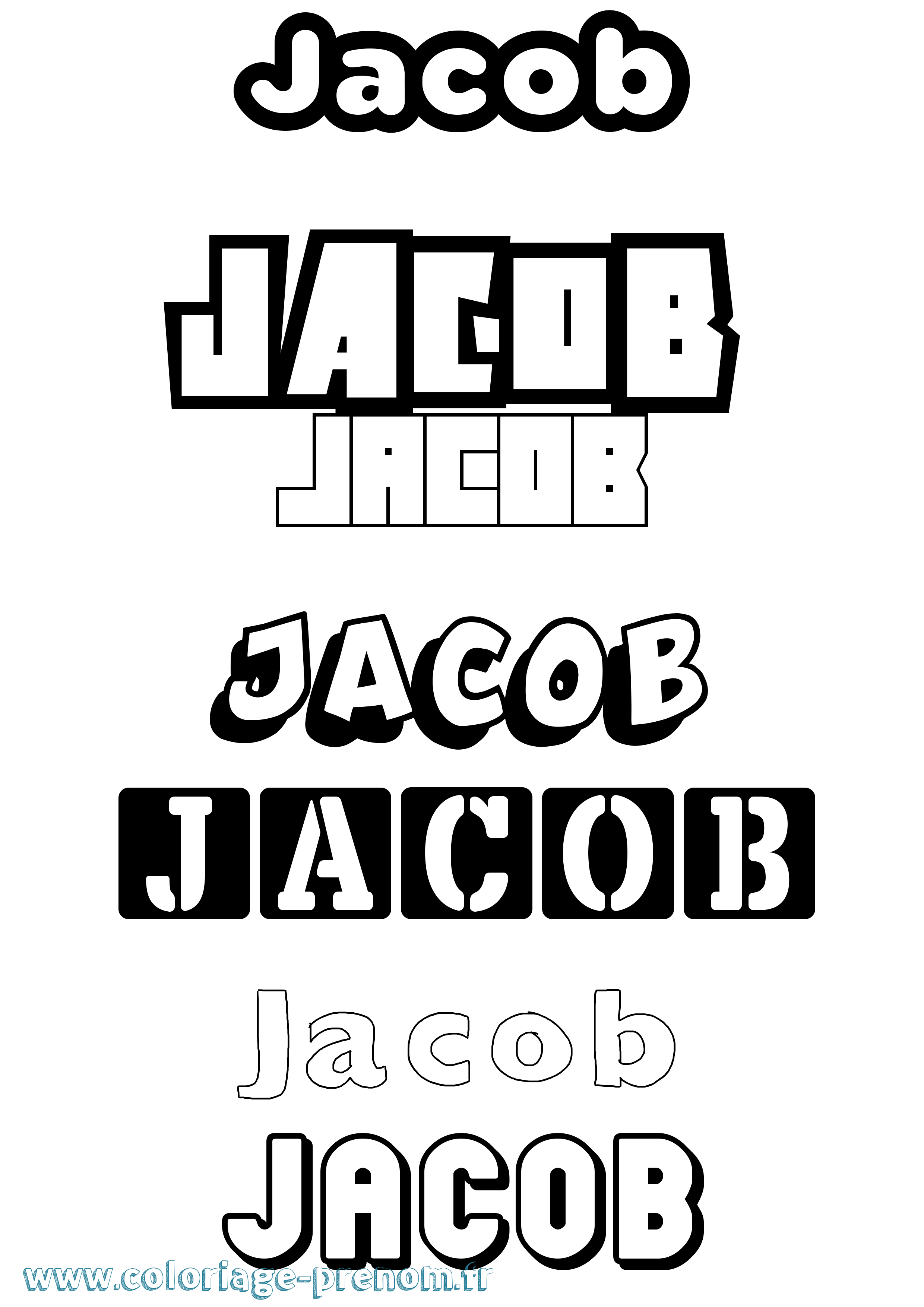 Coloriage Jacob Simple Coloriage prénom Jacob Simple