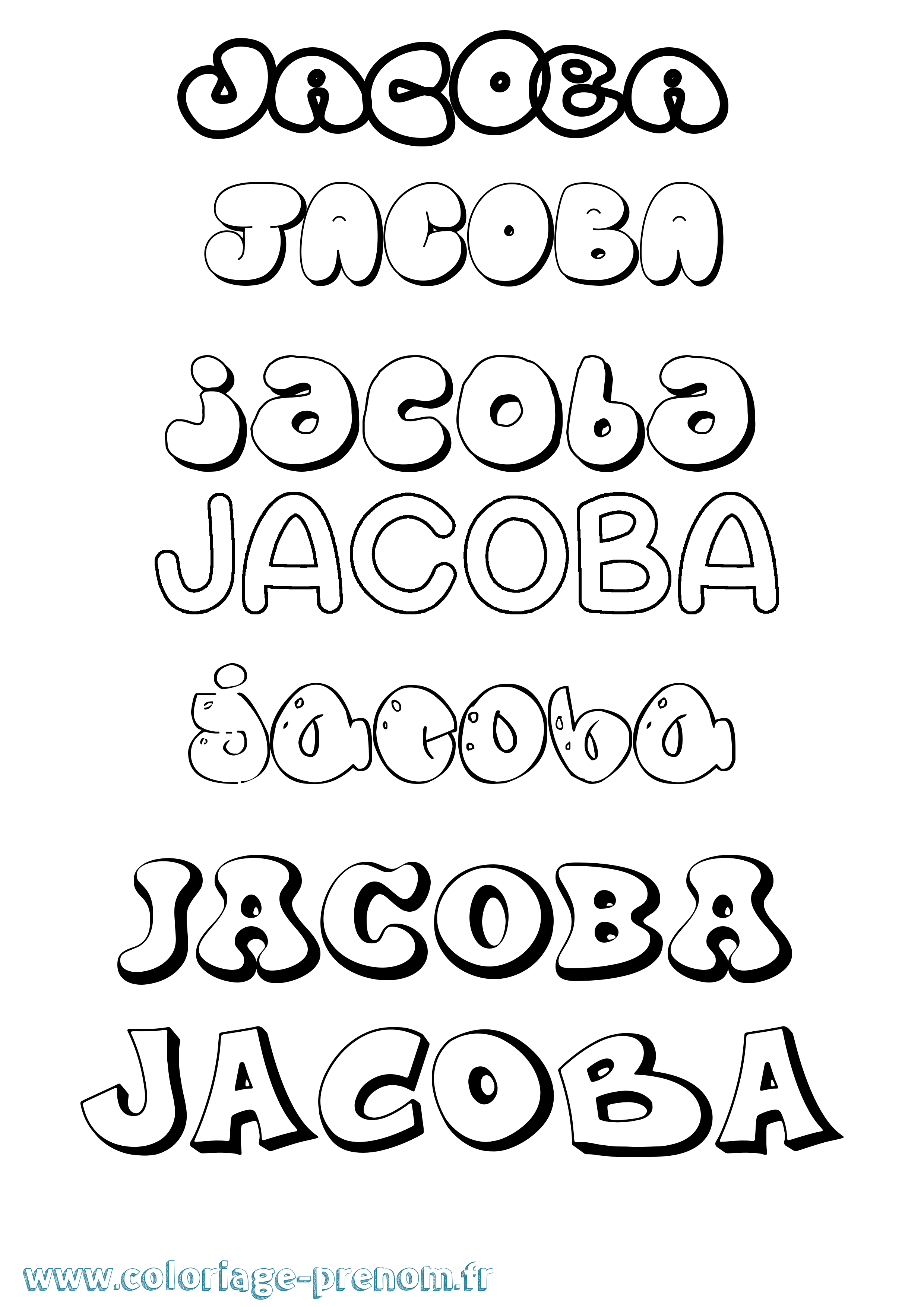 Coloriage Jacoba Bubble Coloriage prénom Jacoba Bubble
