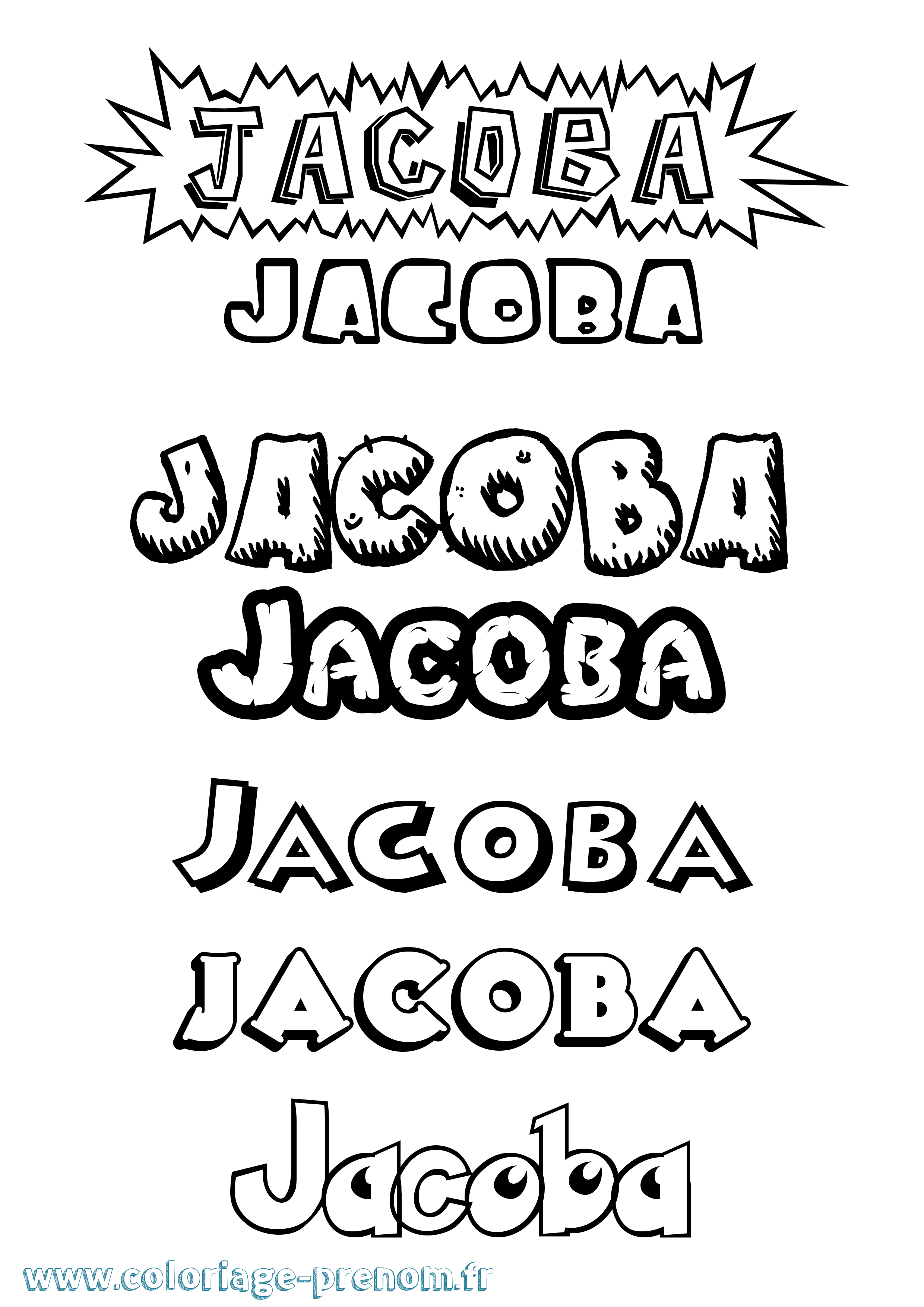 Coloriage Jacoba Dessin Animé Coloriage prénom Jacoba Dessin Animé
