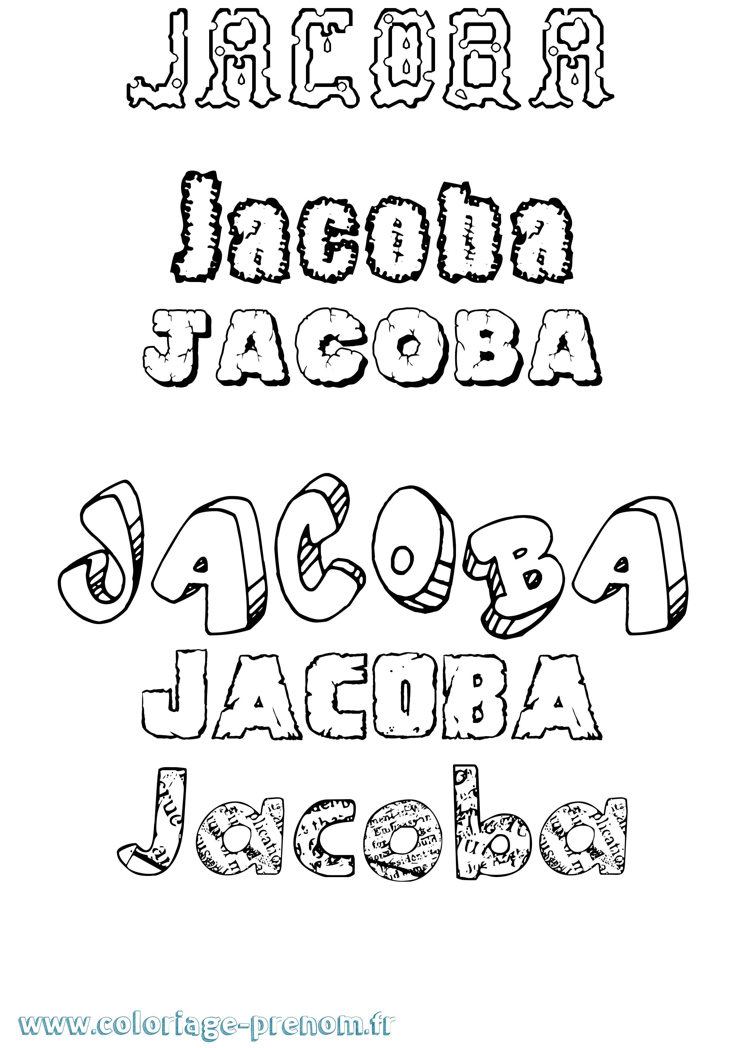 Coloriage Jacoba Destructuré Coloriage prénom Jacoba Destructuré