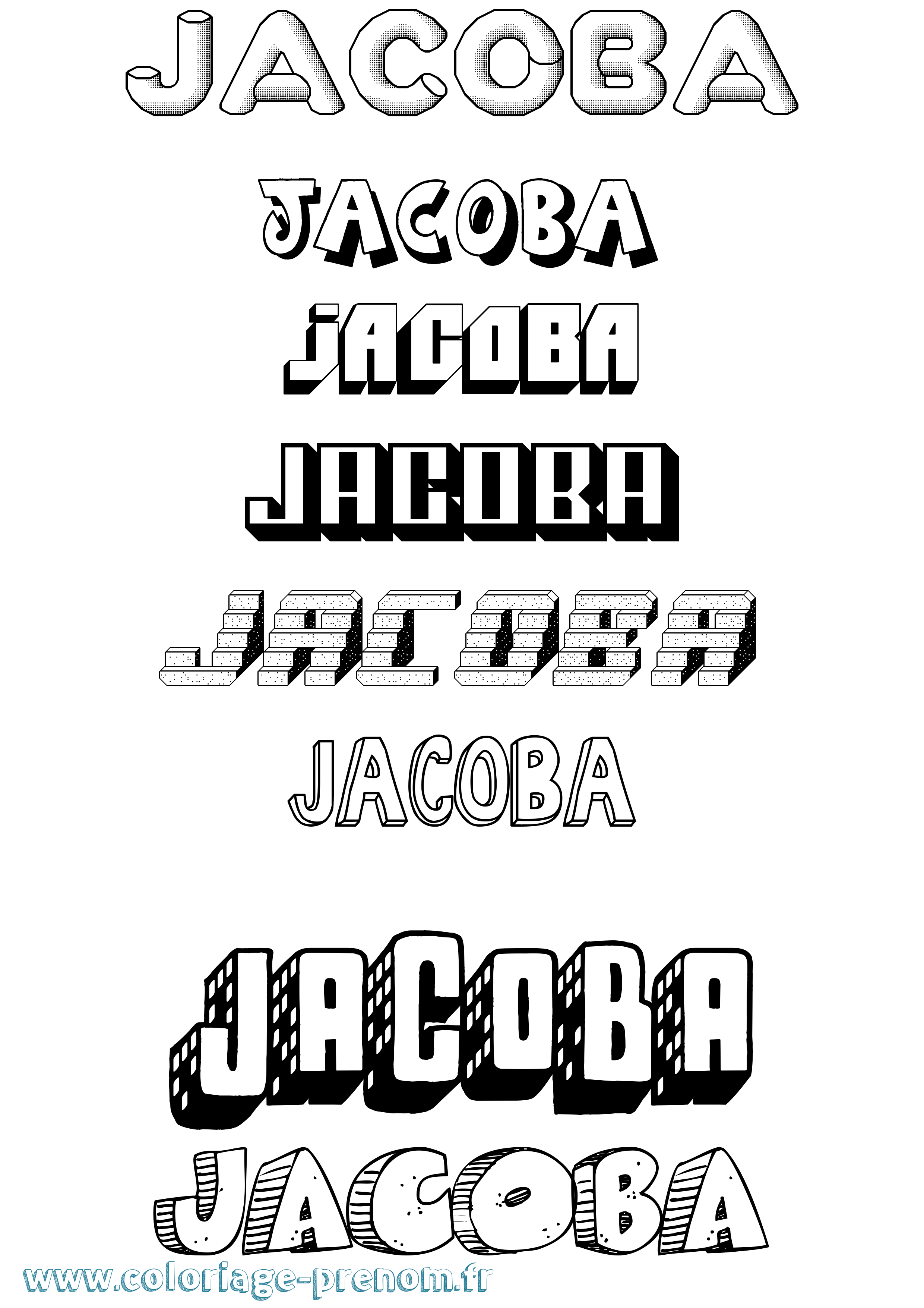 Coloriage Jacoba Effet 3D Coloriage prénom Jacoba Effet 3D