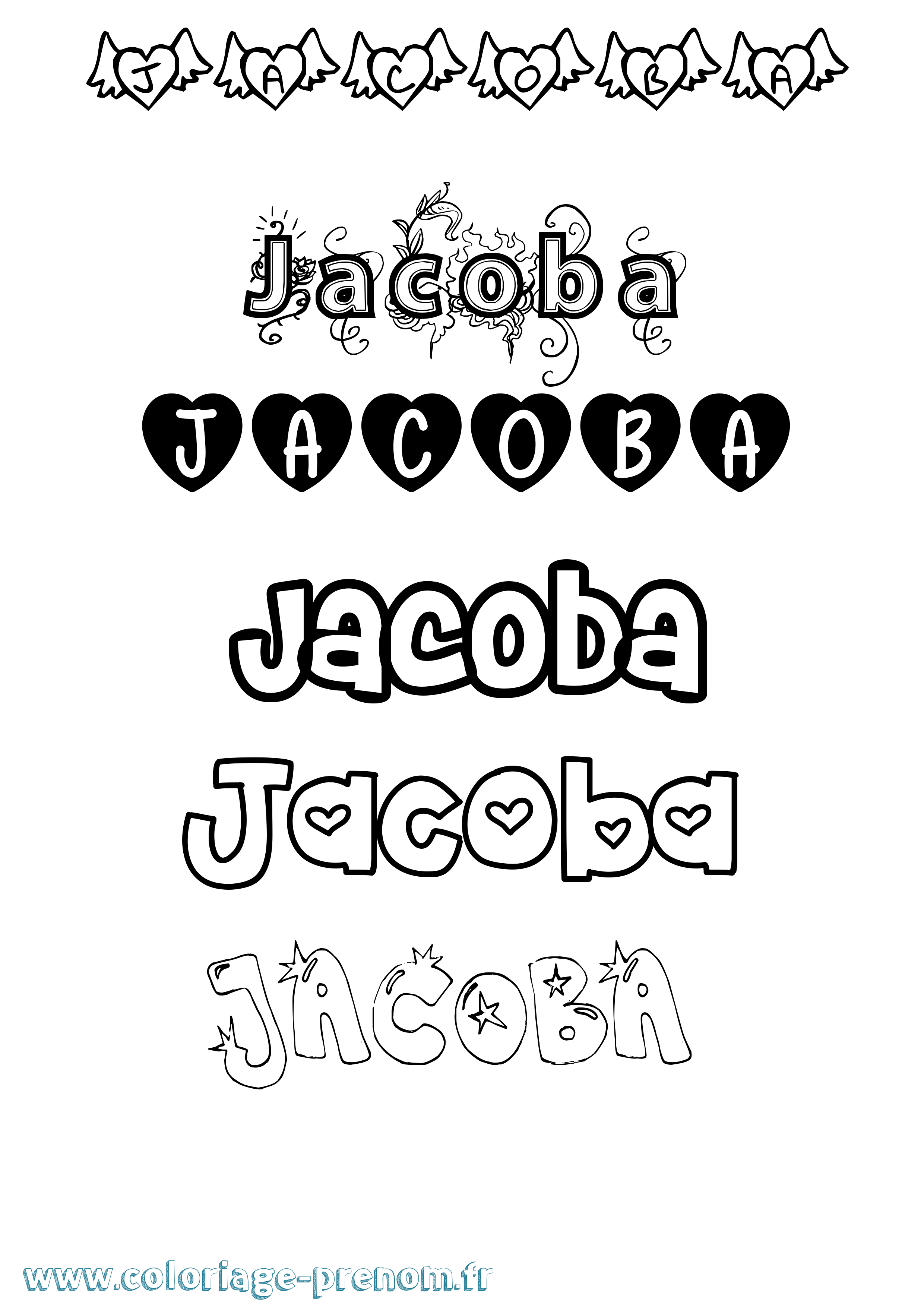 Coloriage Jacoba Girly Coloriage prénom Jacoba Girly
