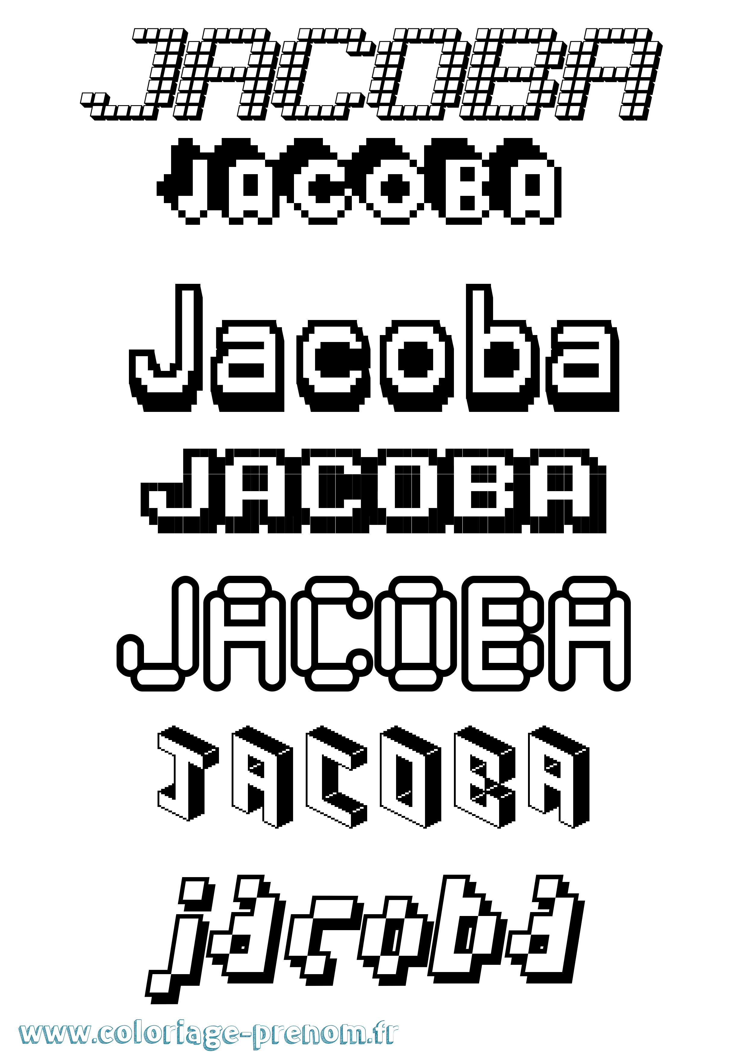 Coloriage Jacoba Pixel Coloriage prénom Jacoba Pixel