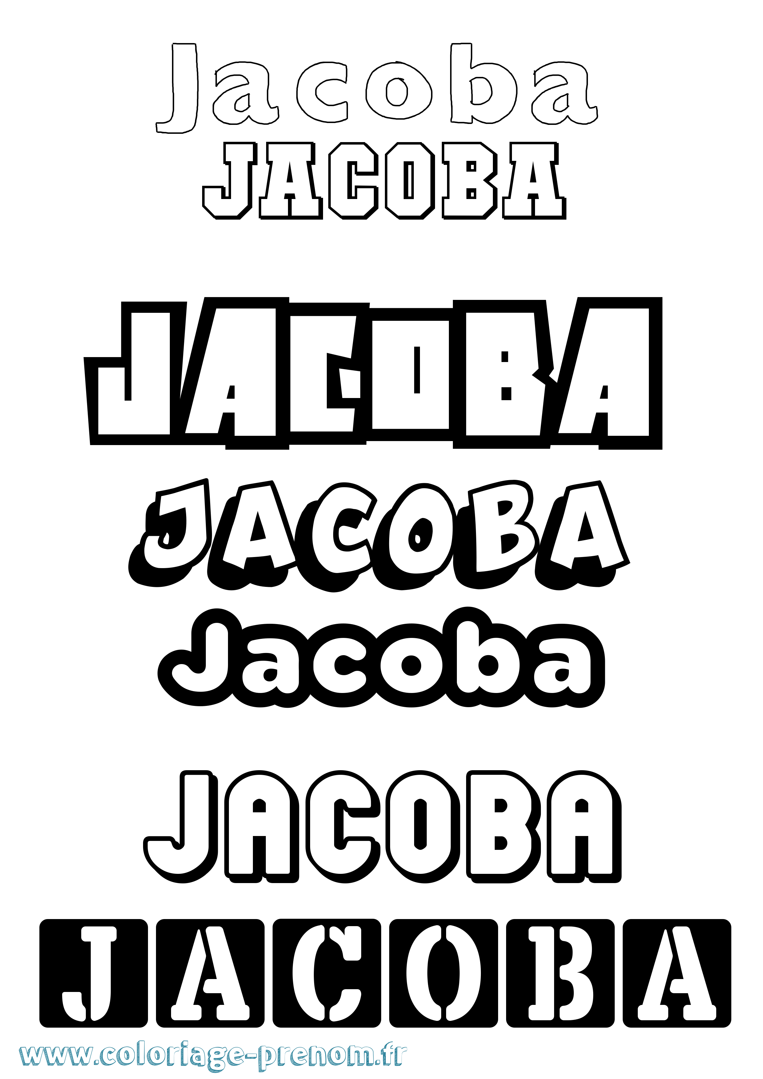 Coloriage Jacoba Simple Coloriage prénom Jacoba Simple