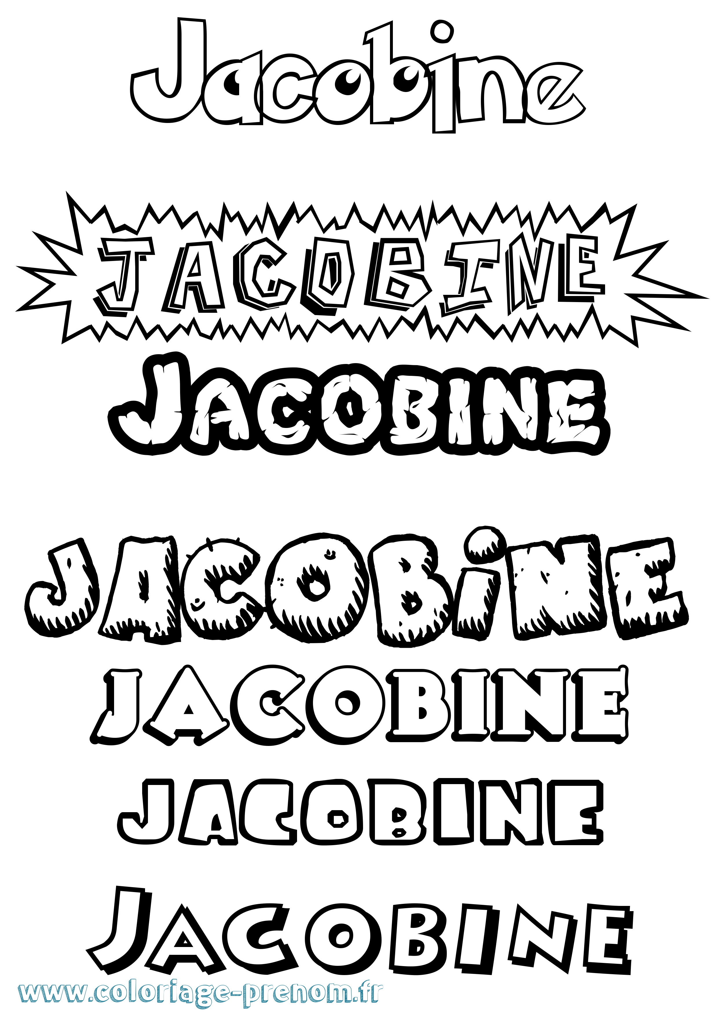 Coloriage prénom Jacobine Dessin Animé