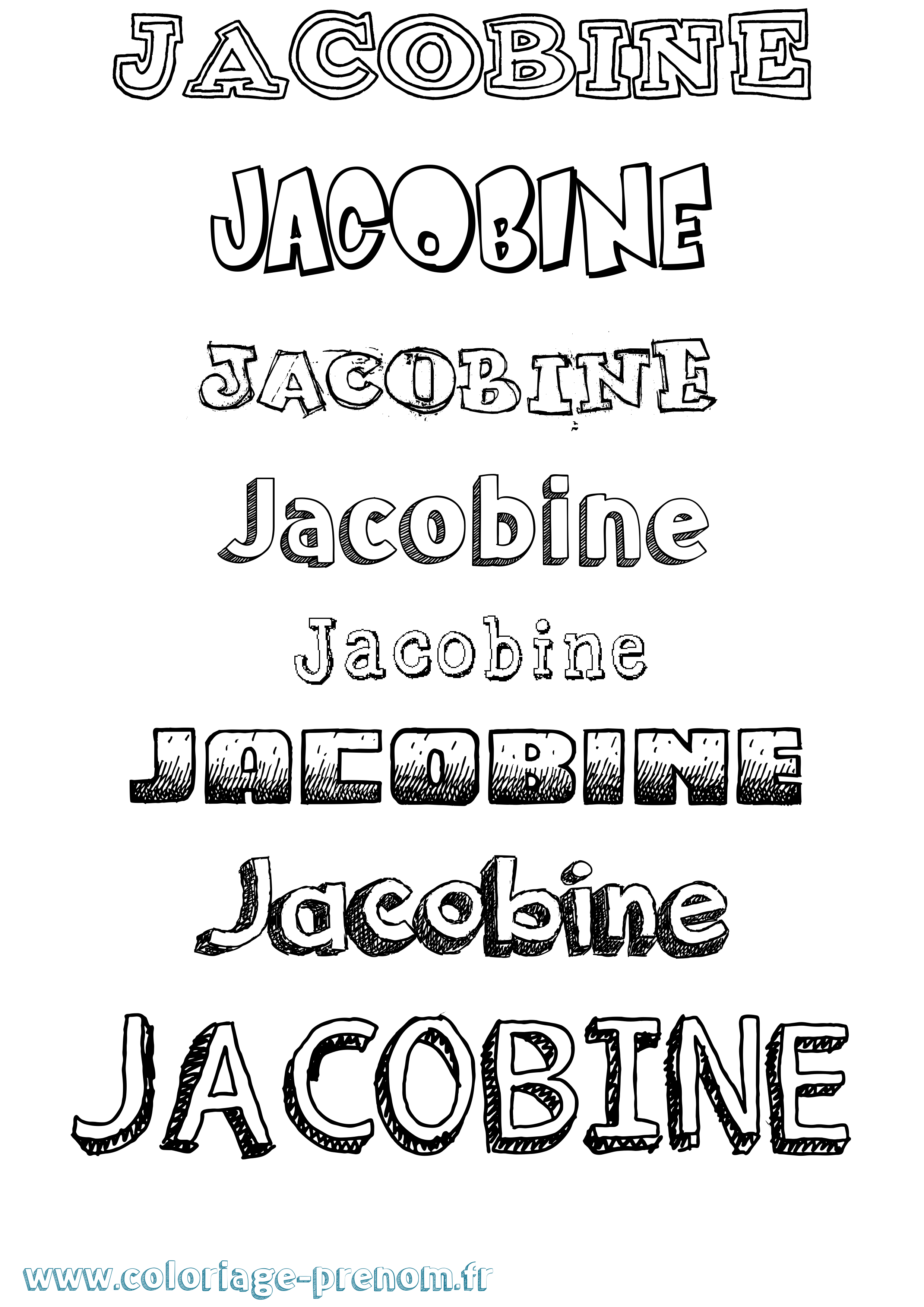 Coloriage prénom Jacobine Dessiné