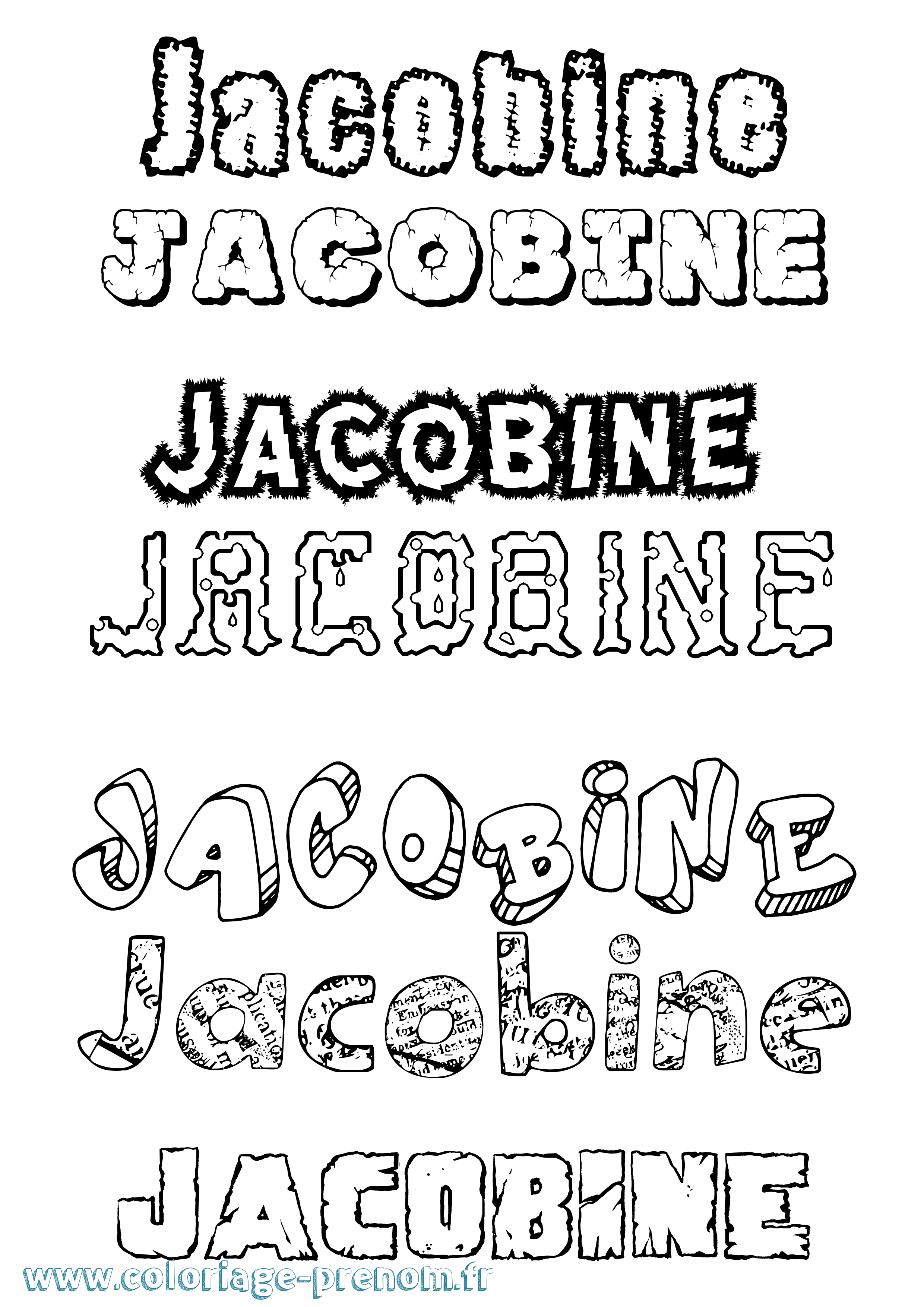 Coloriage prénom Jacobine Destructuré