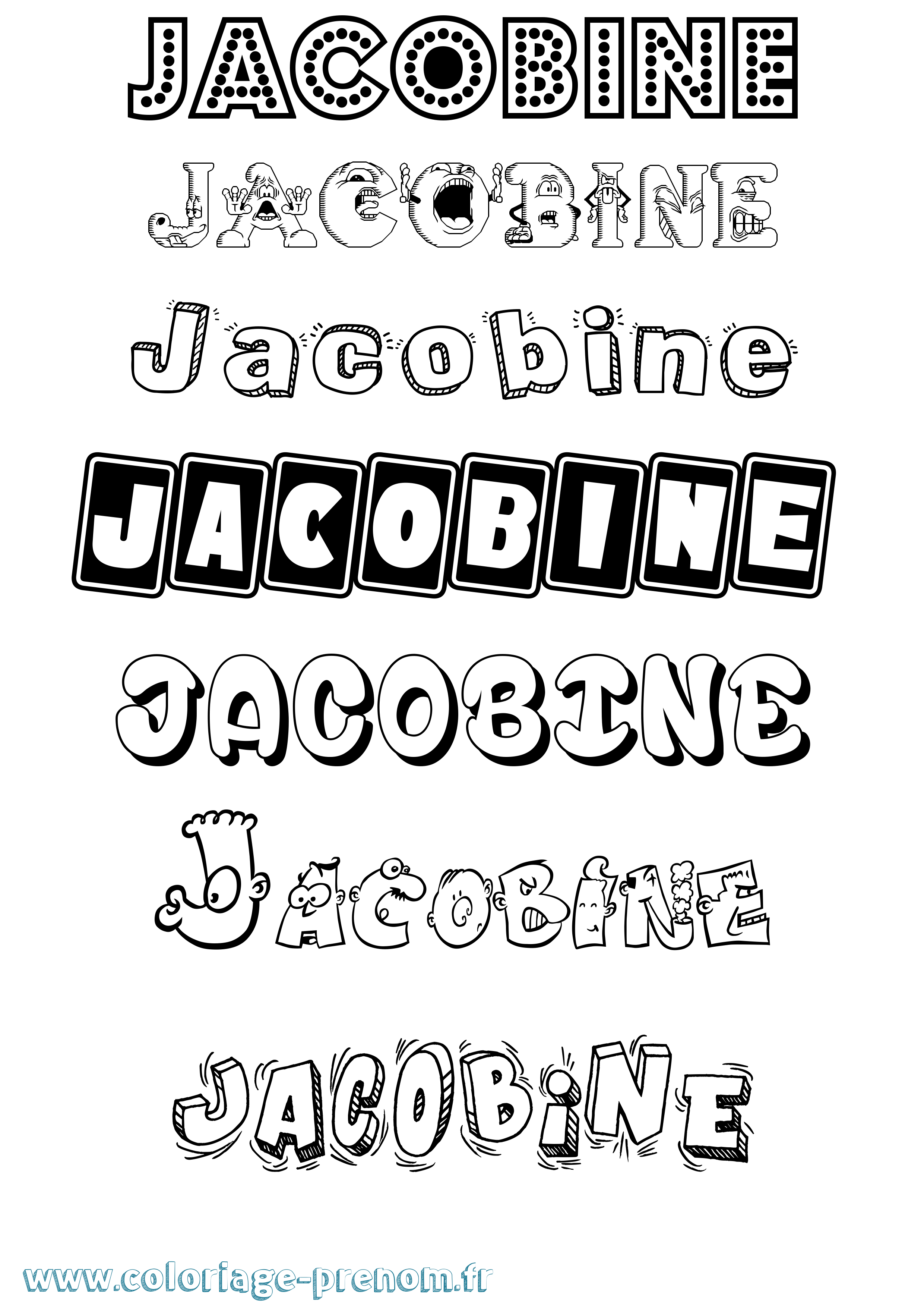 Coloriage prénom Jacobine Fun