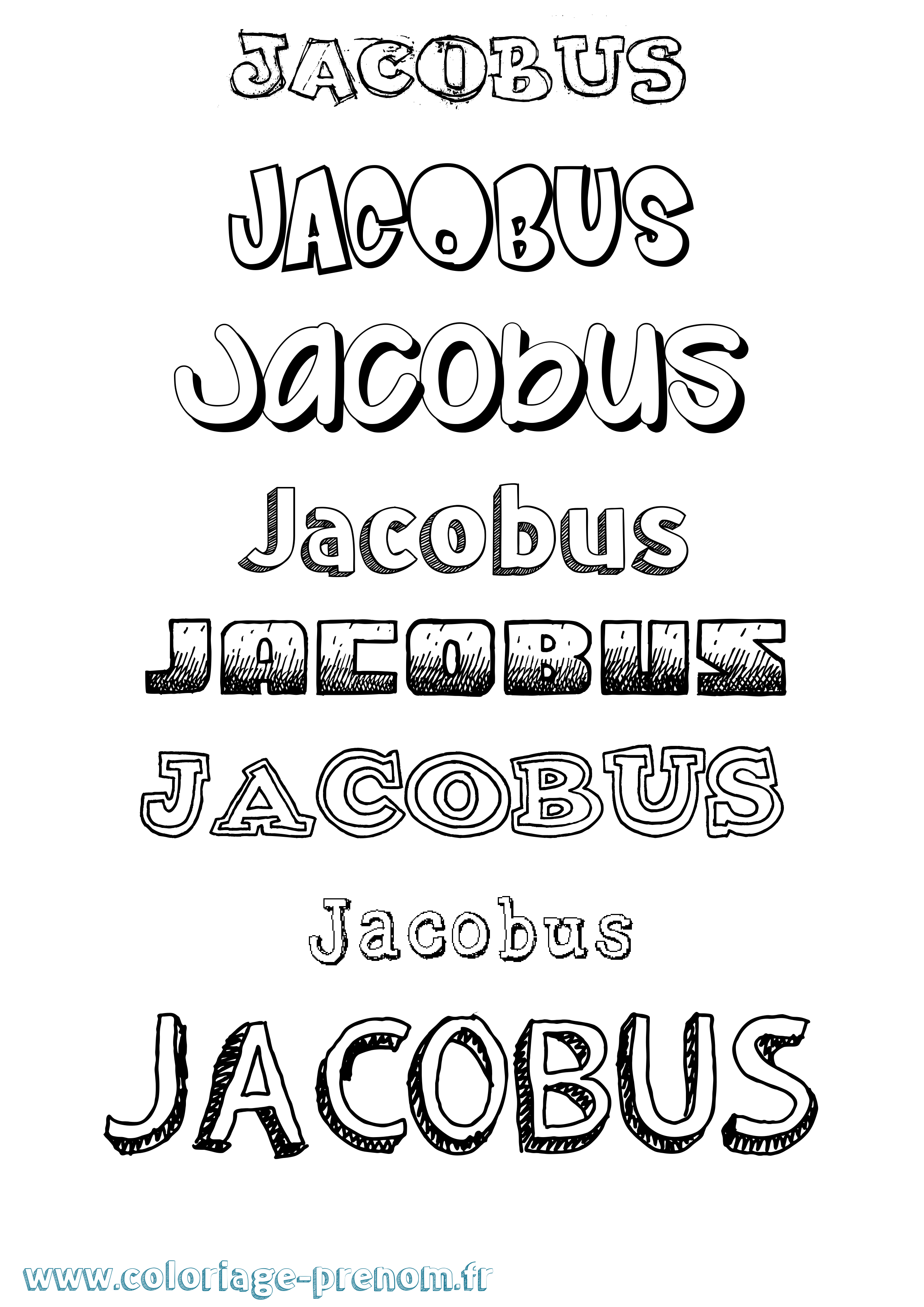 Coloriage prénom Jacobus Dessiné