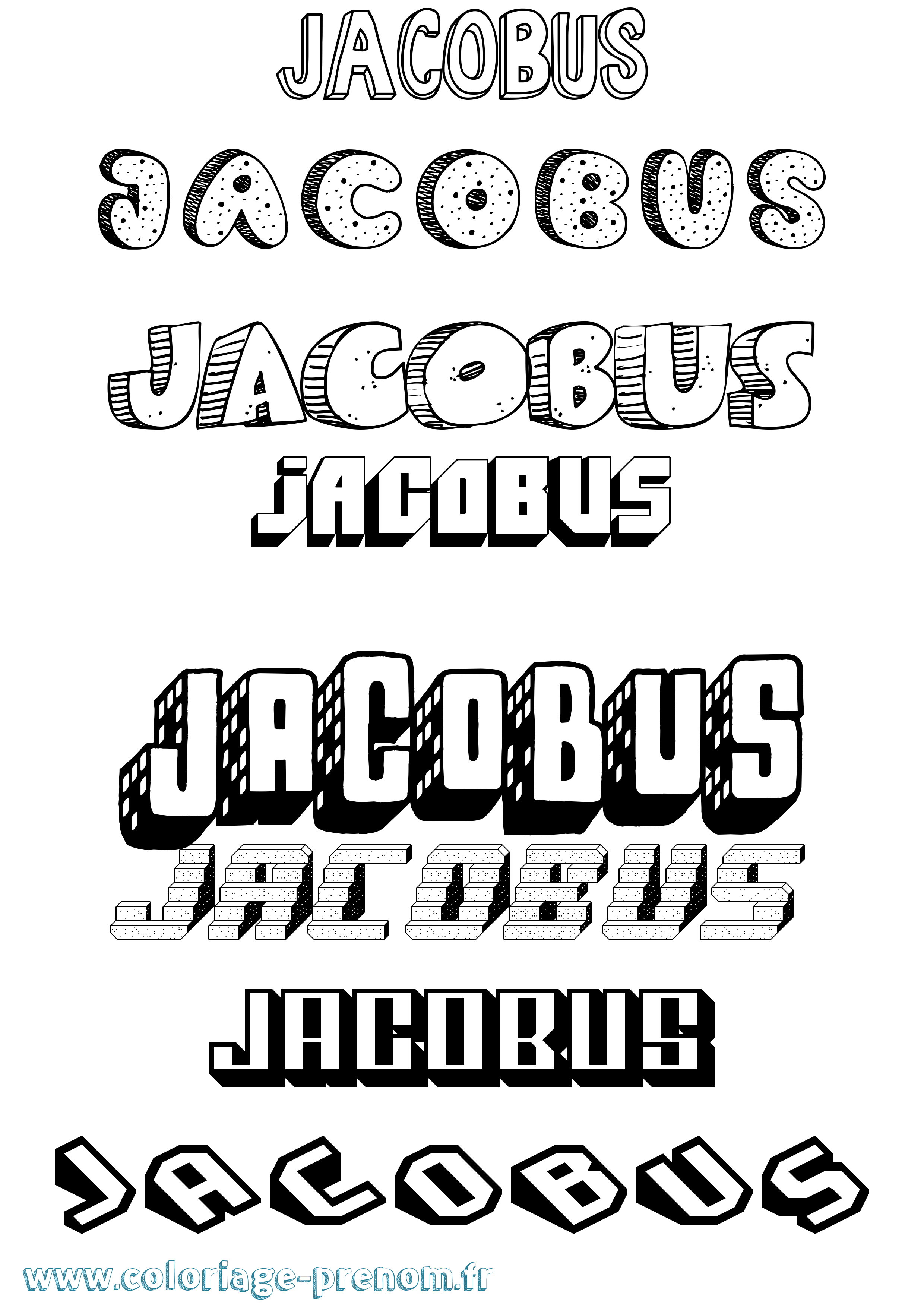 Coloriage prénom Jacobus Effet 3D