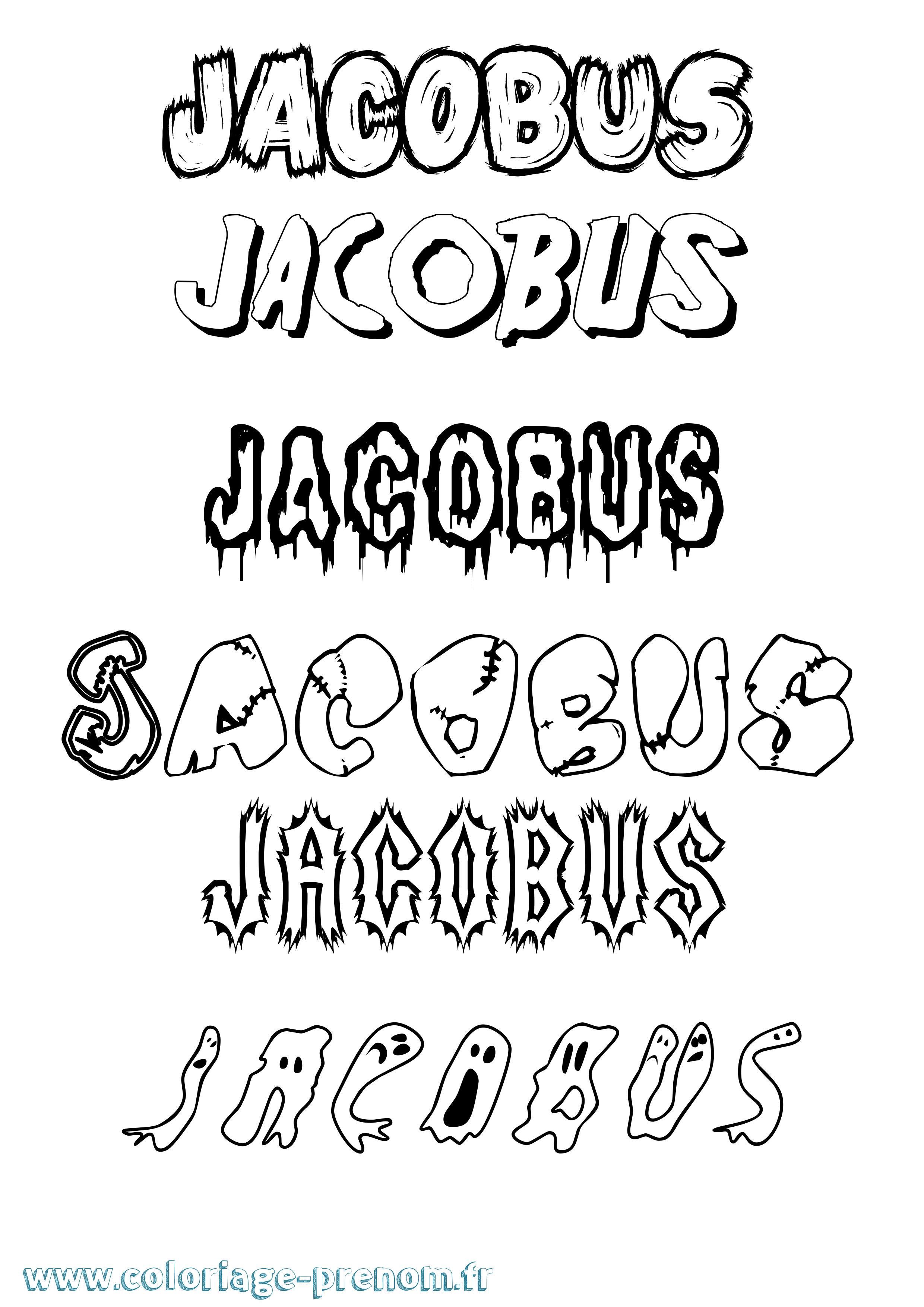 Coloriage prénom Jacobus Frisson