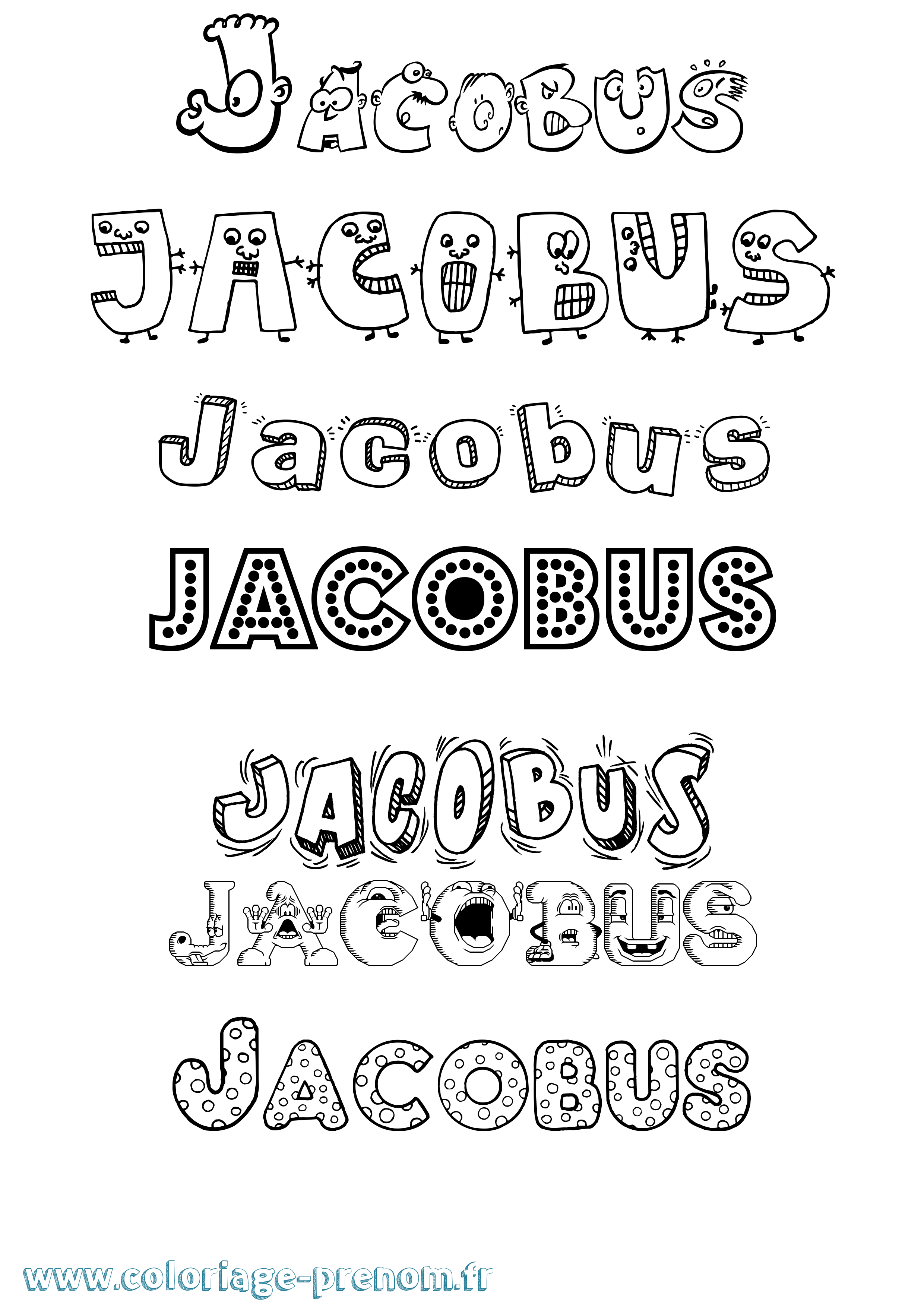 Coloriage prénom Jacobus Fun