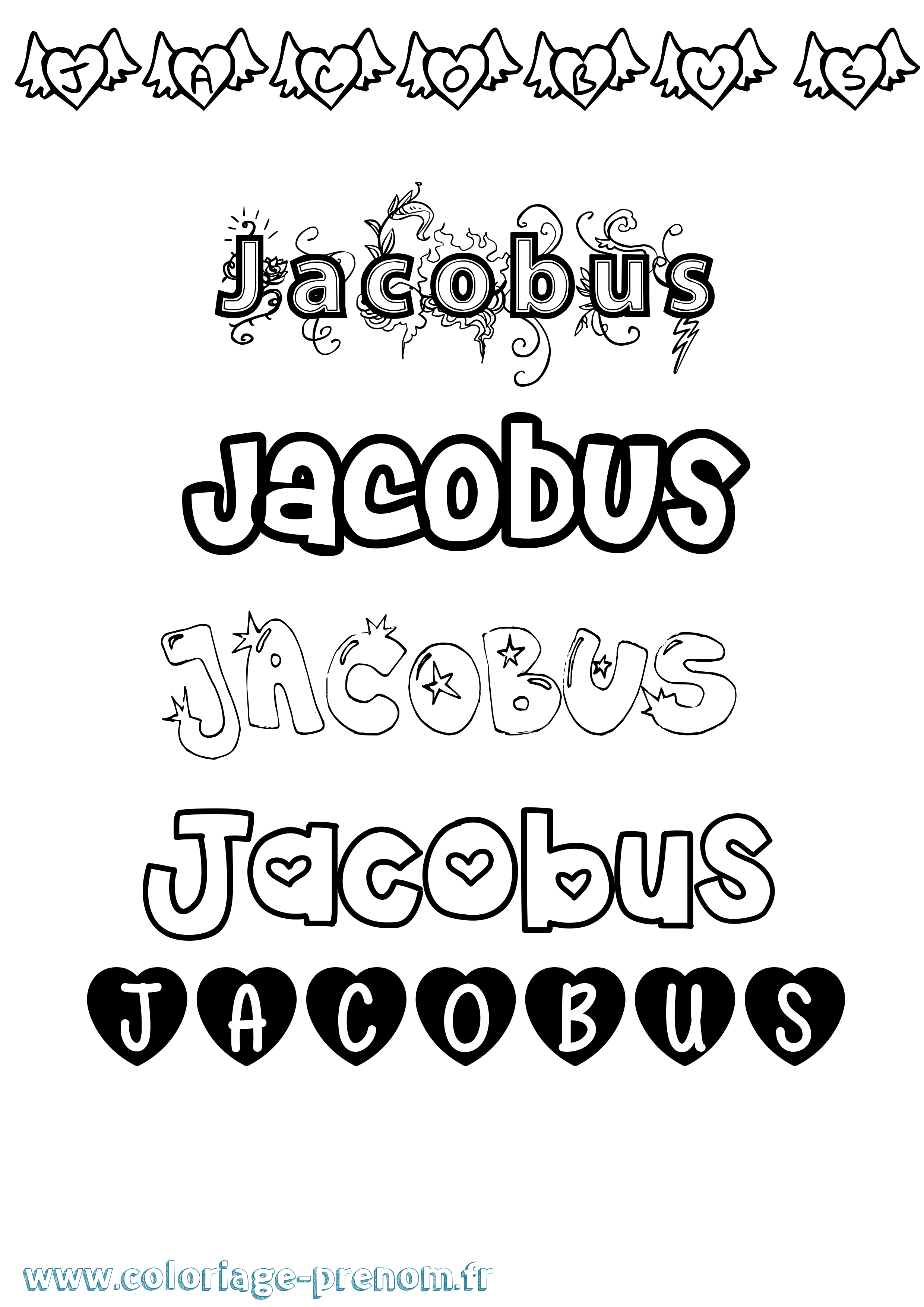 Coloriage prénom Jacobus Girly