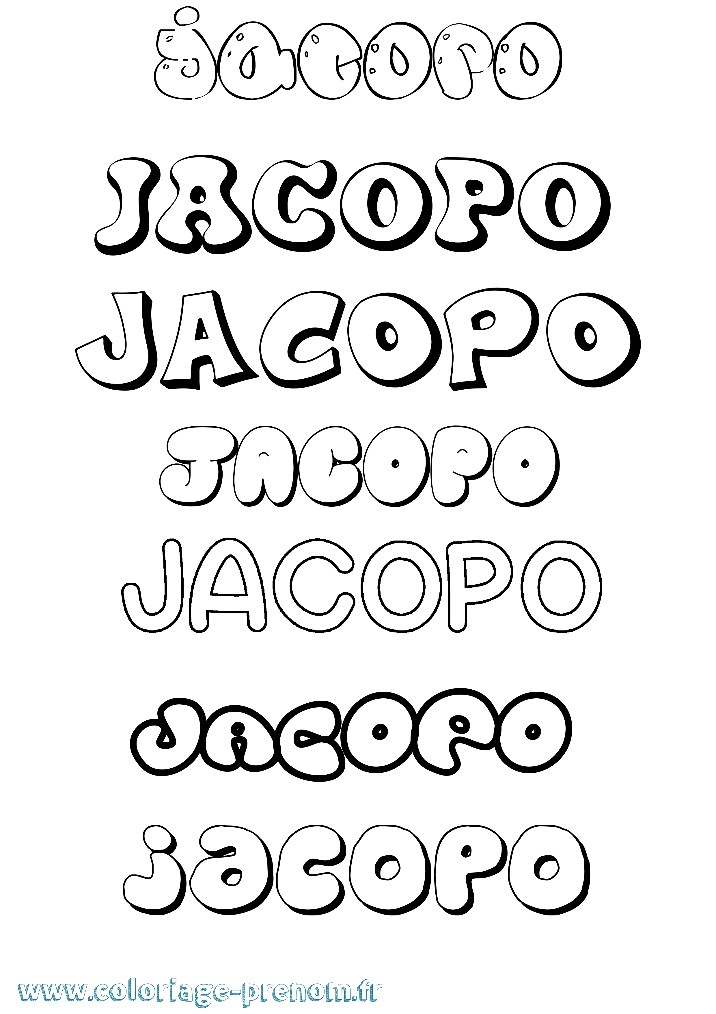 Coloriage prénom Jacopo Bubble