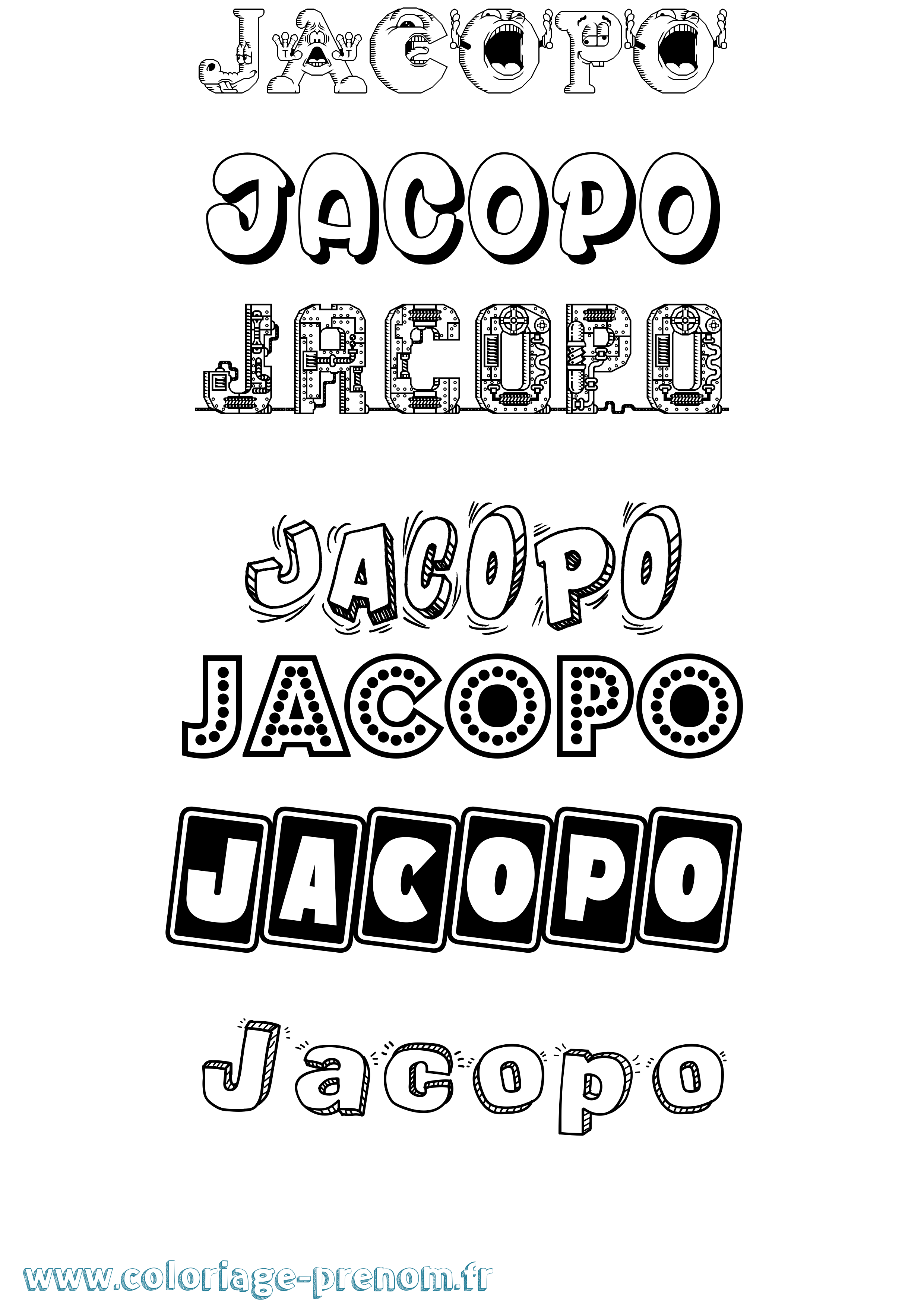 Coloriage prénom Jacopo Fun