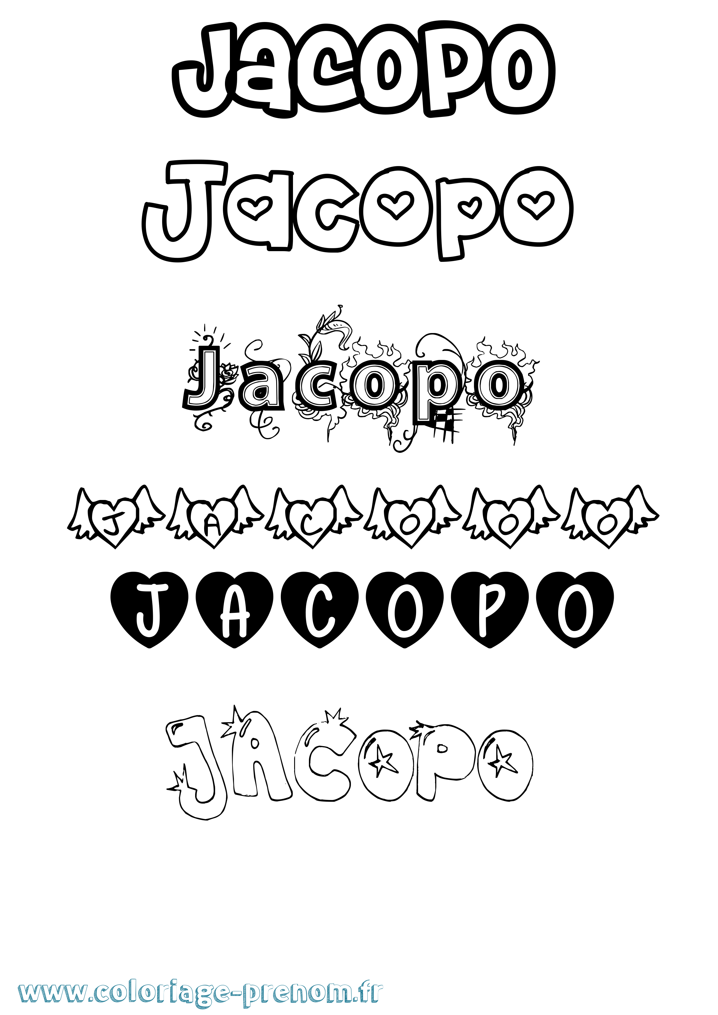 Coloriage prénom Jacopo Girly