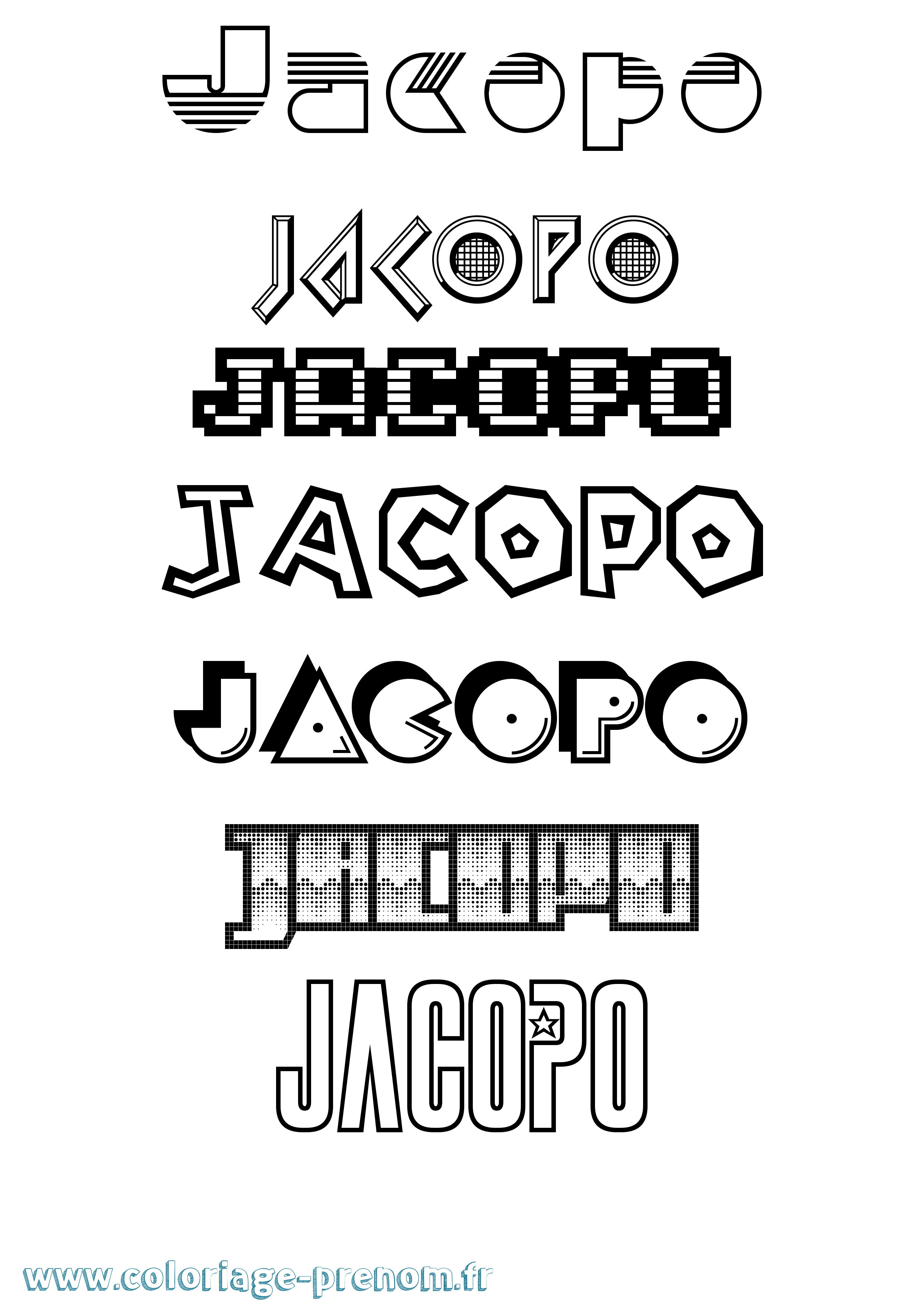 Coloriage prénom Jacopo Jeux Vidéos